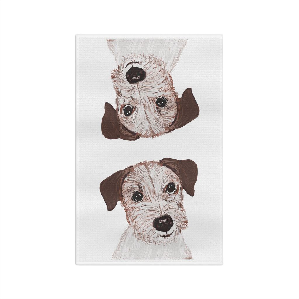 Jack Russell Microfiber Waffle Kitchen Towel - Blue Cava