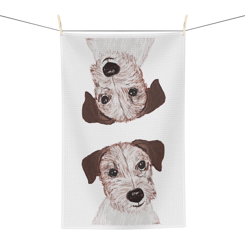 Jack Russell Microfiber Waffle Kitchen Towel - Blue Cava