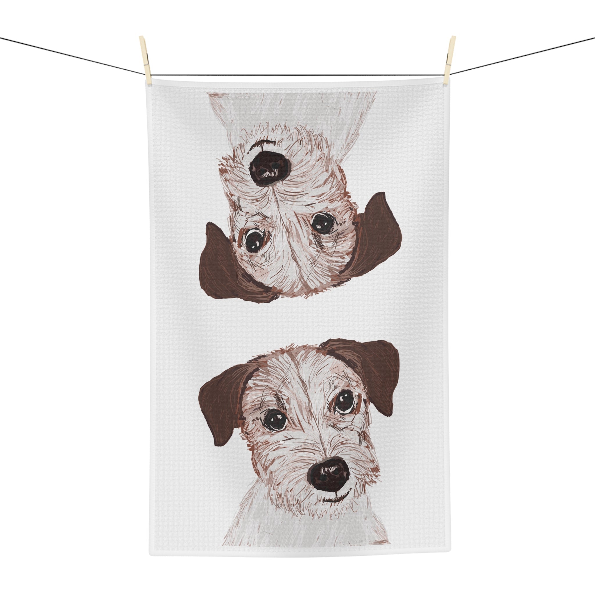 Jack Russell Microfiber Waffle Kitchen Towel - Blue Cava