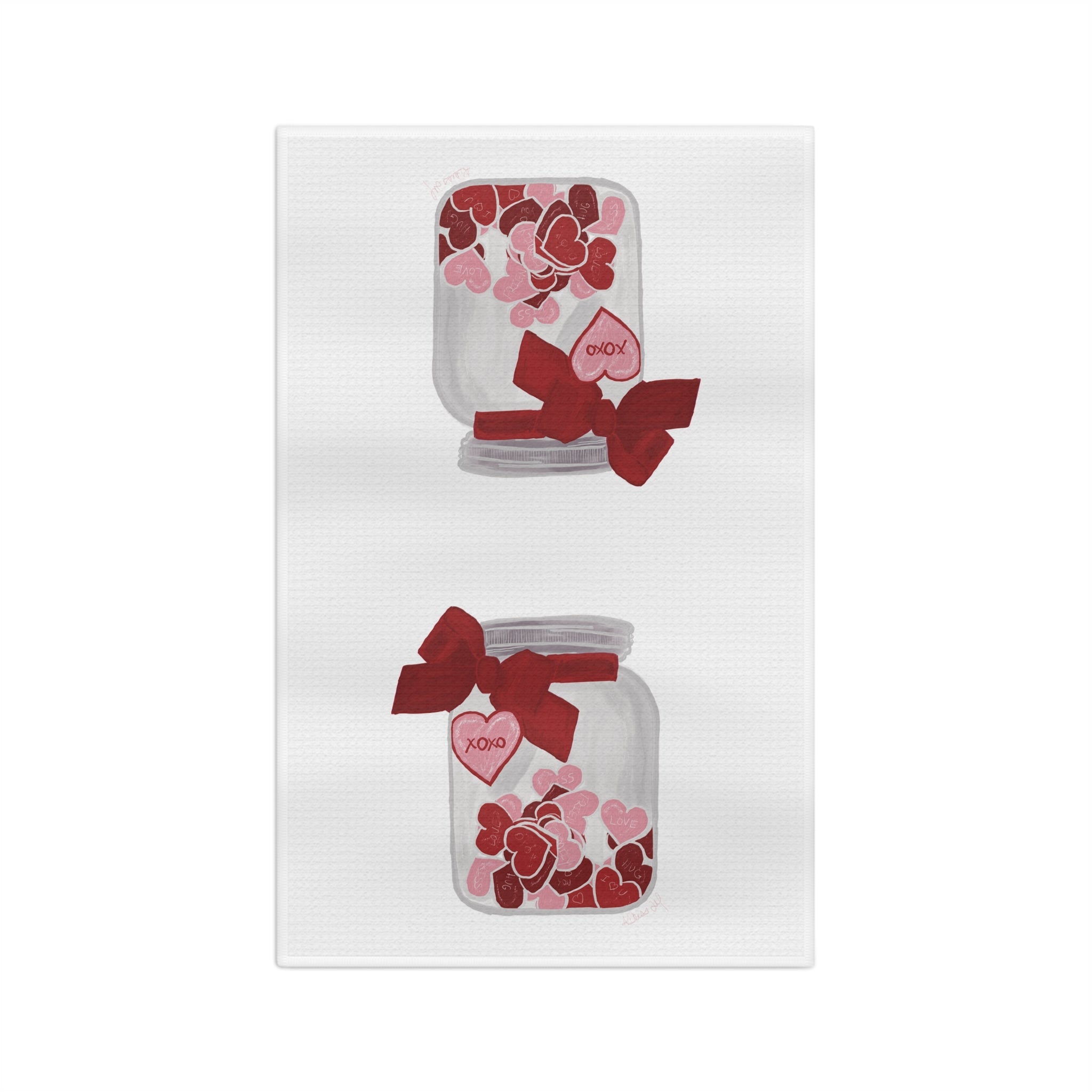 Jar of Hearts Microfiber Waffle Kitchen Towel - Blue Cava