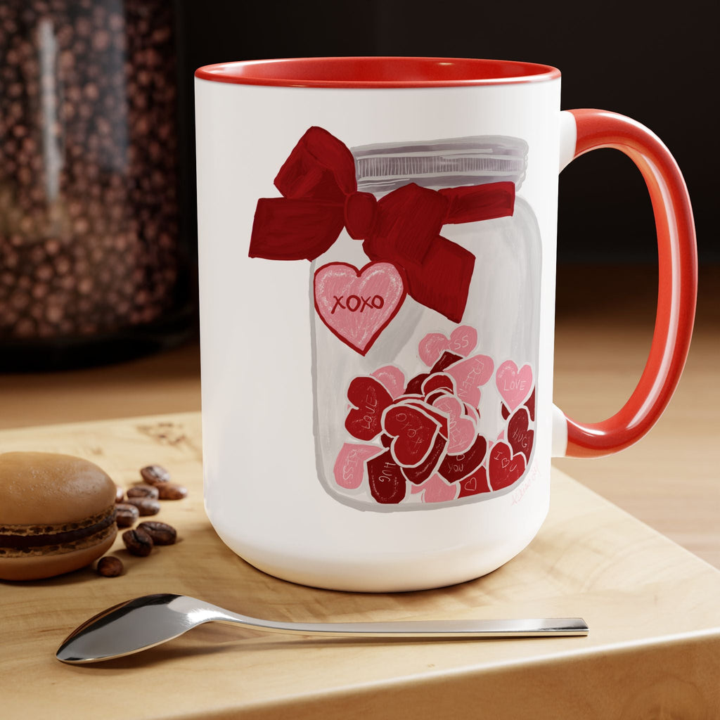 Jar of Hearts Two - Tone Ceramic Coffee Mugs - Blue Cava