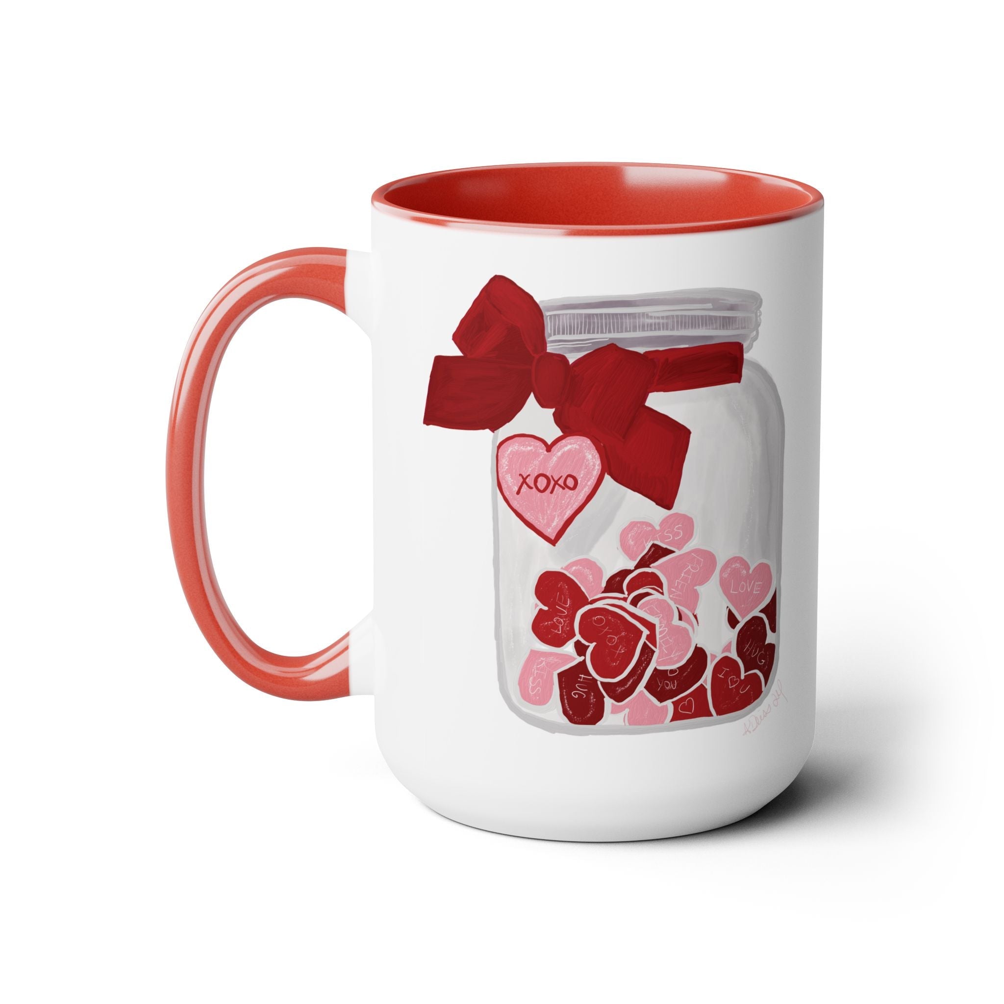 Jar of Hearts Two - Tone Ceramic Coffee Mugs - Blue Cava