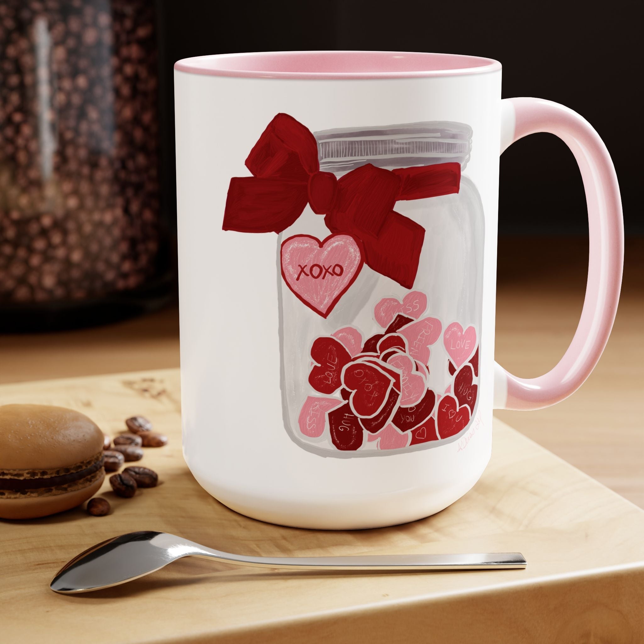 Jar of Hearts Two - Tone Ceramic Coffee Mugs - Blue Cava