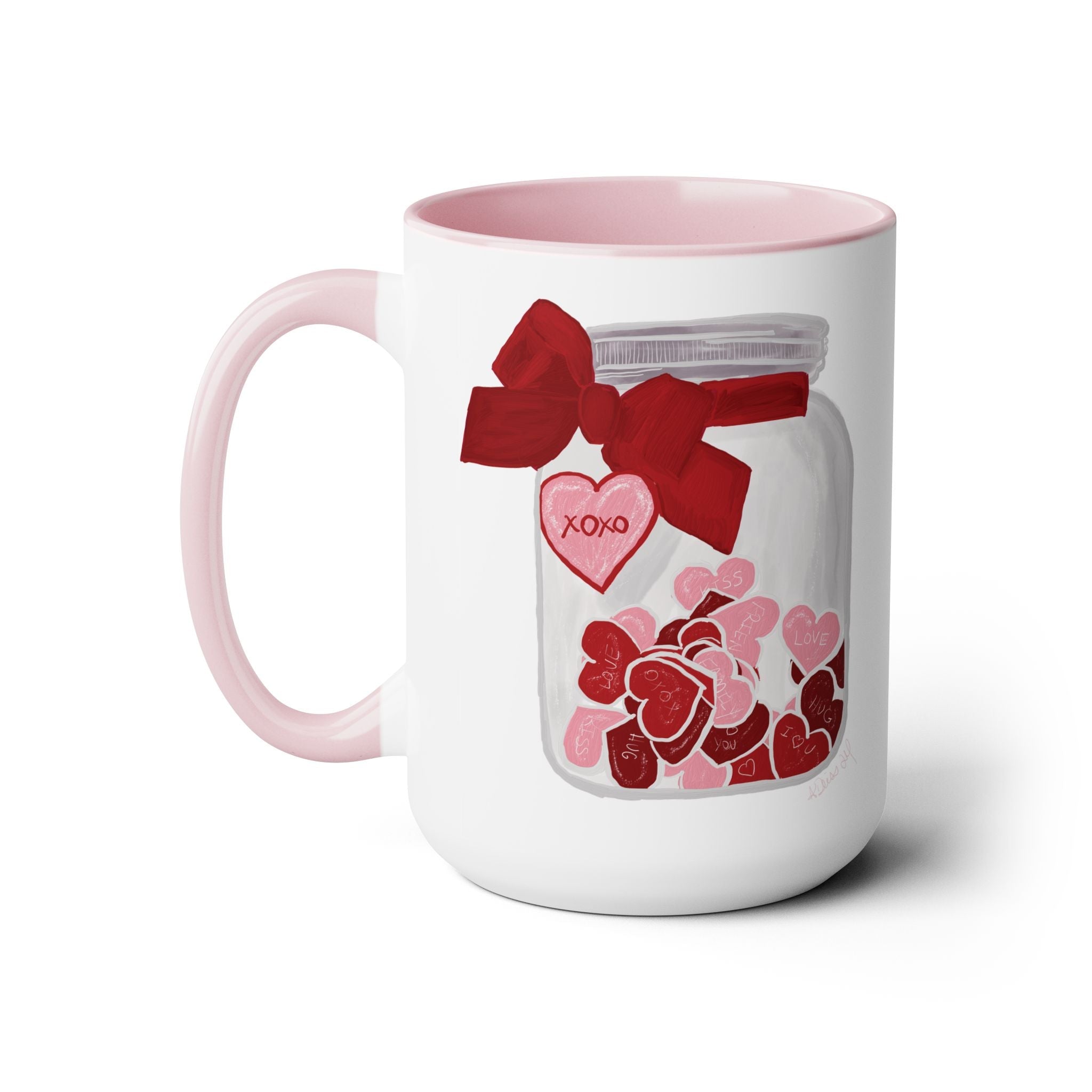 Jar of Hearts Two - Tone Ceramic Coffee Mugs - Blue Cava