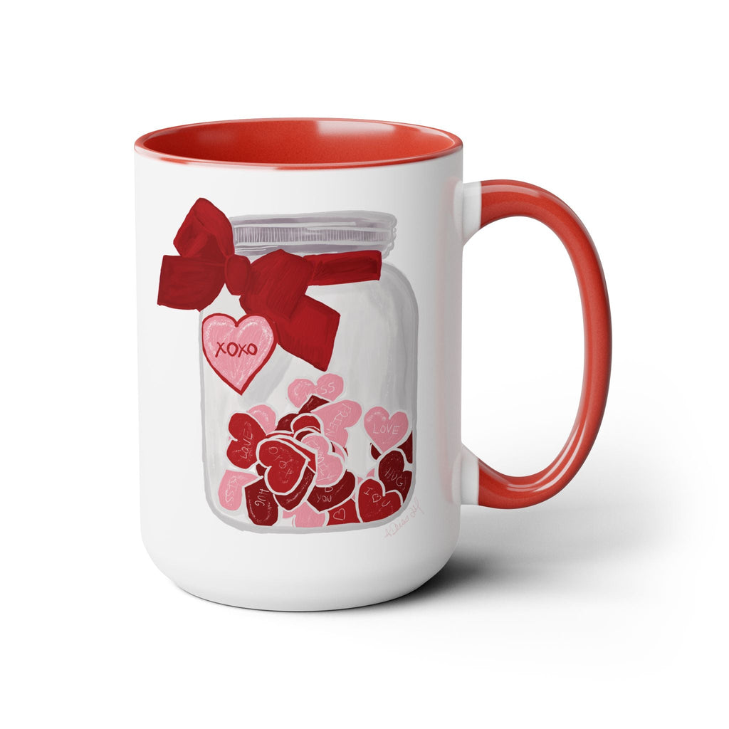 Jar of Hearts Two - Tone Ceramic Coffee Mugs - Blue Cava