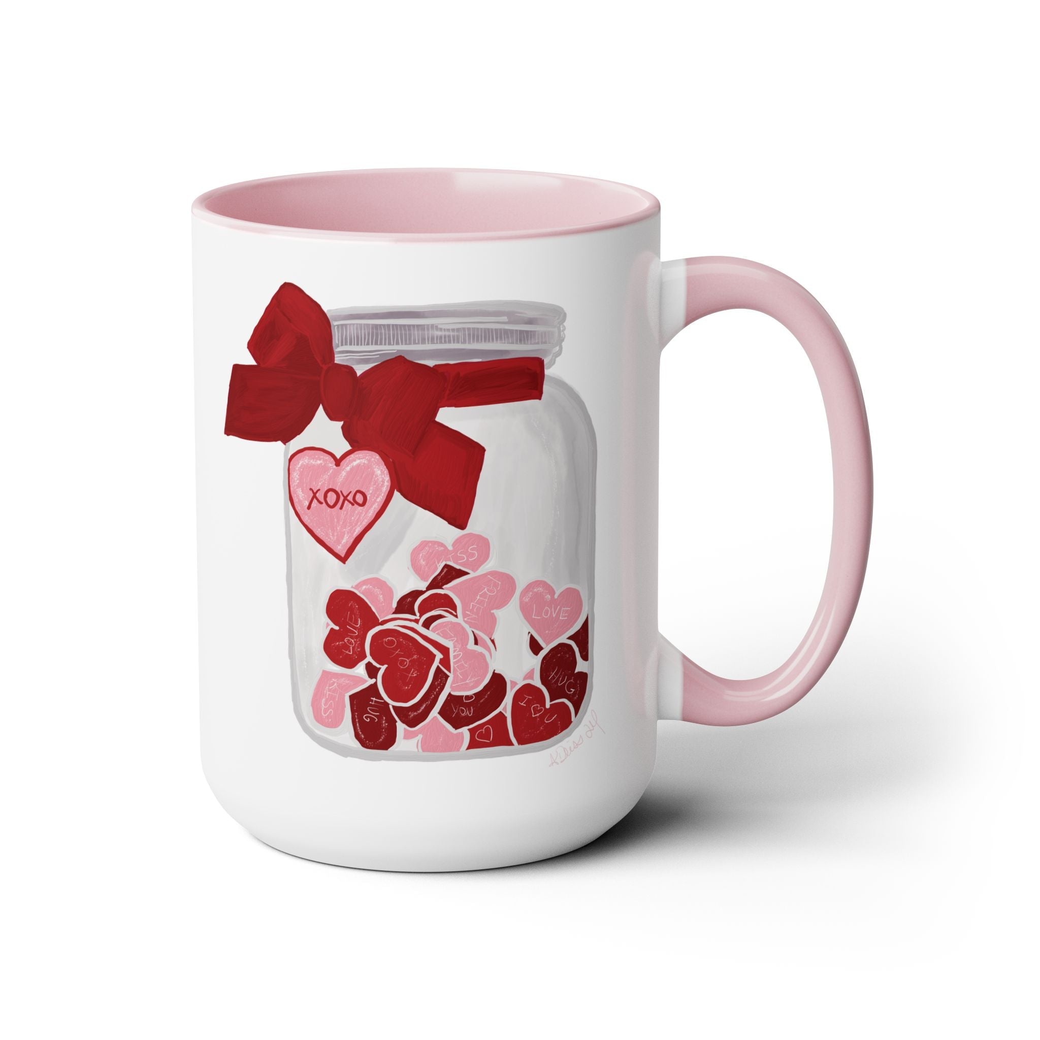 Jar of Hearts Two - Tone Ceramic Coffee Mugs - Blue Cava