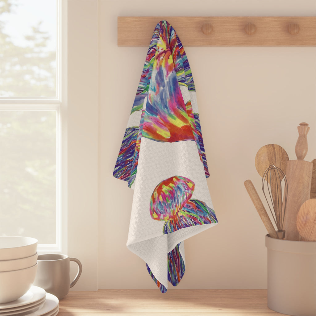 Jellyfishes Microfiber Waffle Kitchen Towel - Blue Cava