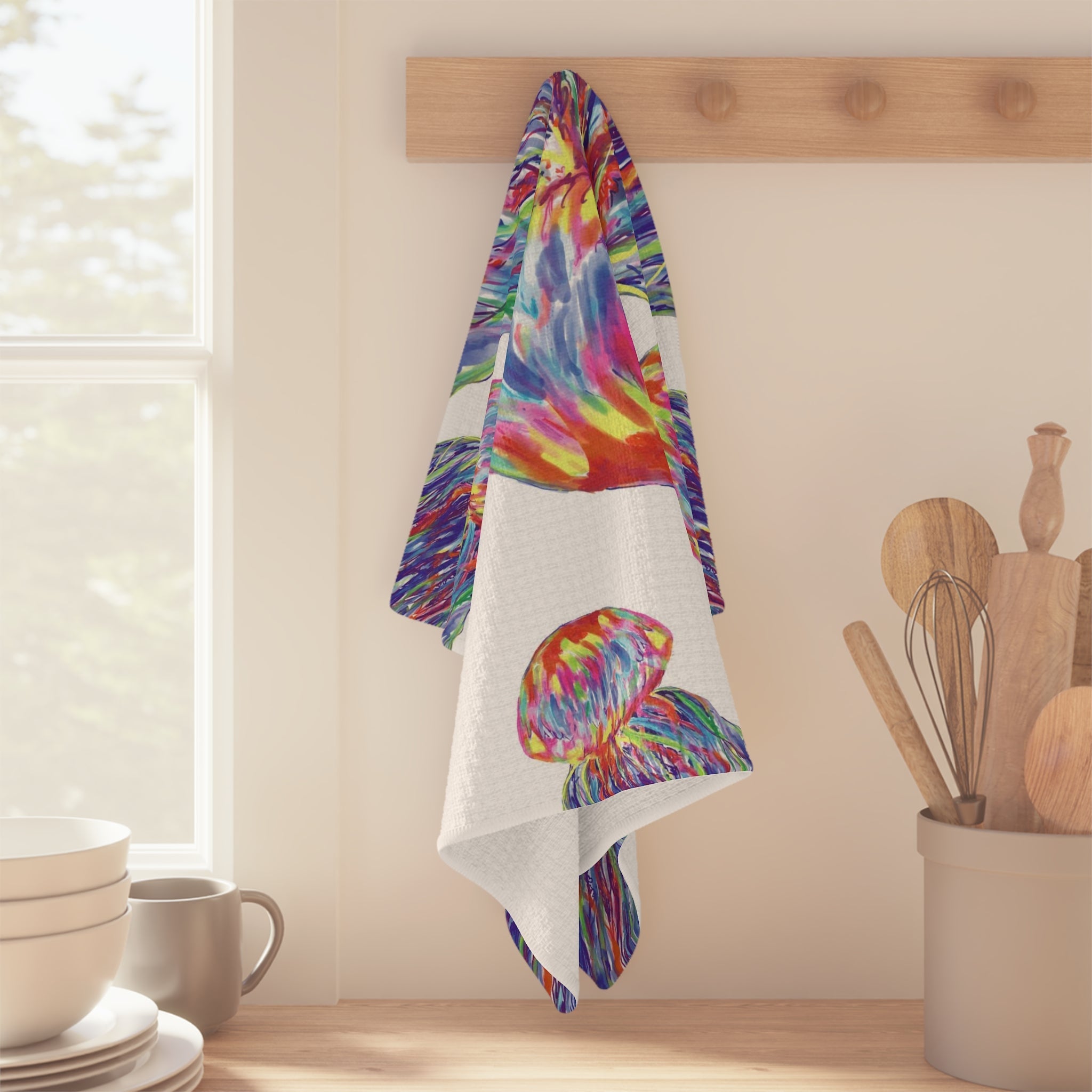 Jellyfishes Microfiber Waffle Kitchen Towel - Blue Cava