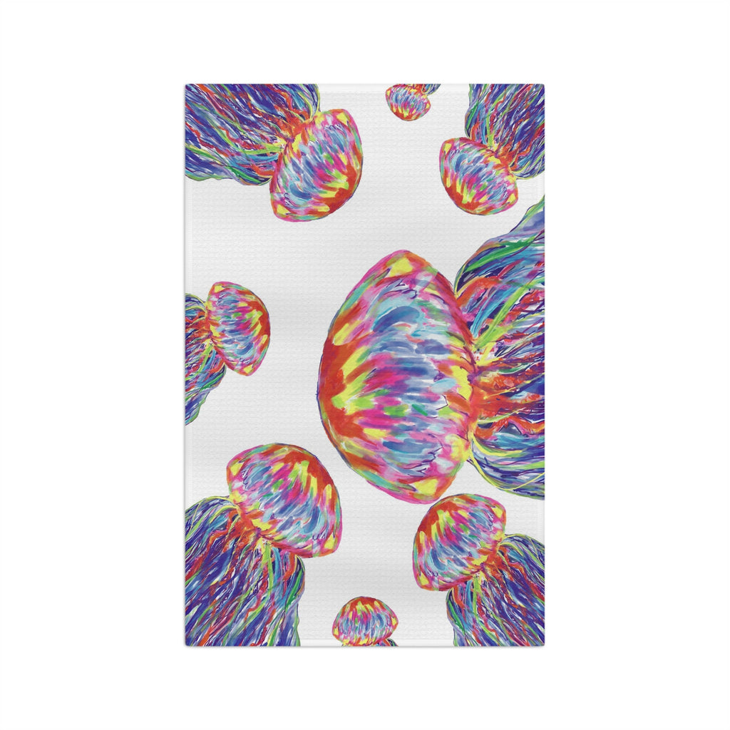 Jellyfishes Microfiber Waffle Kitchen Towel - Blue Cava