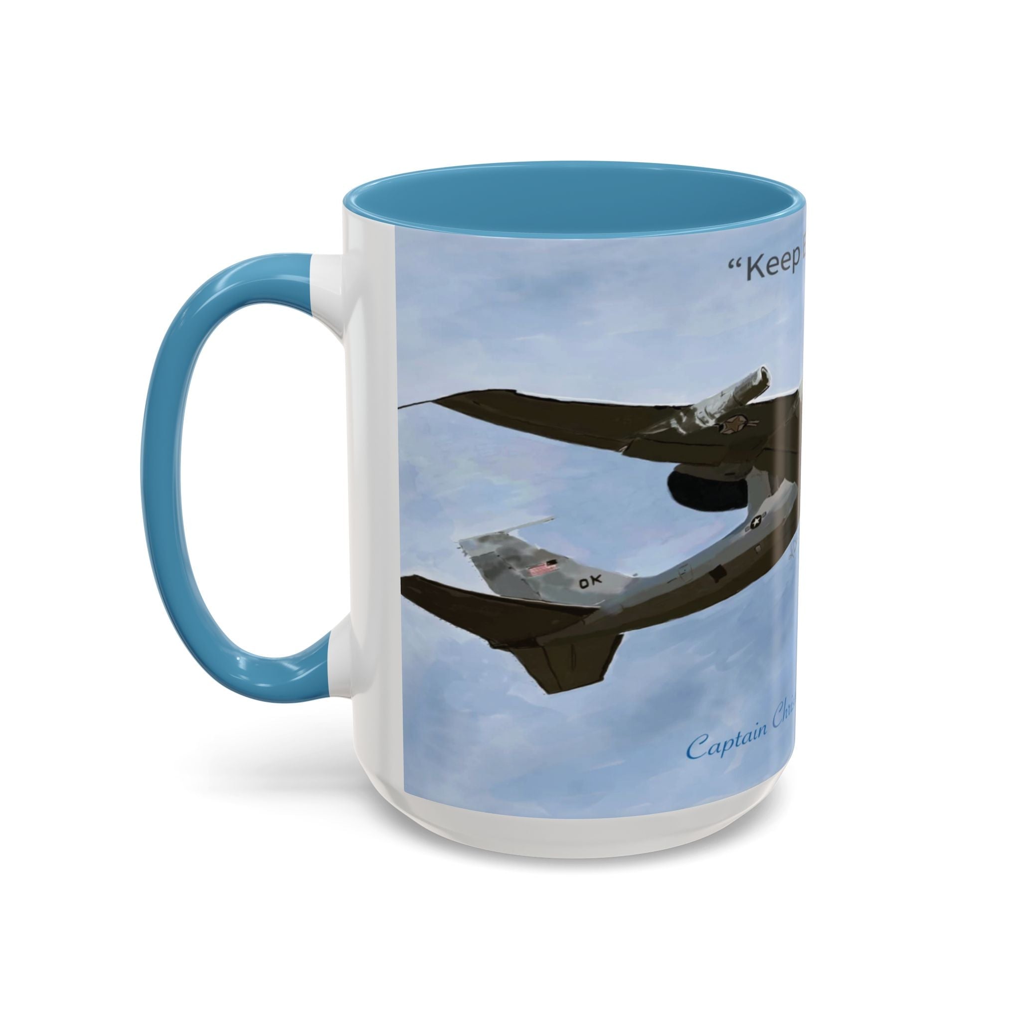 Keep Em Flyin Two Tone Accent mug 15 oz. - Blue Cava