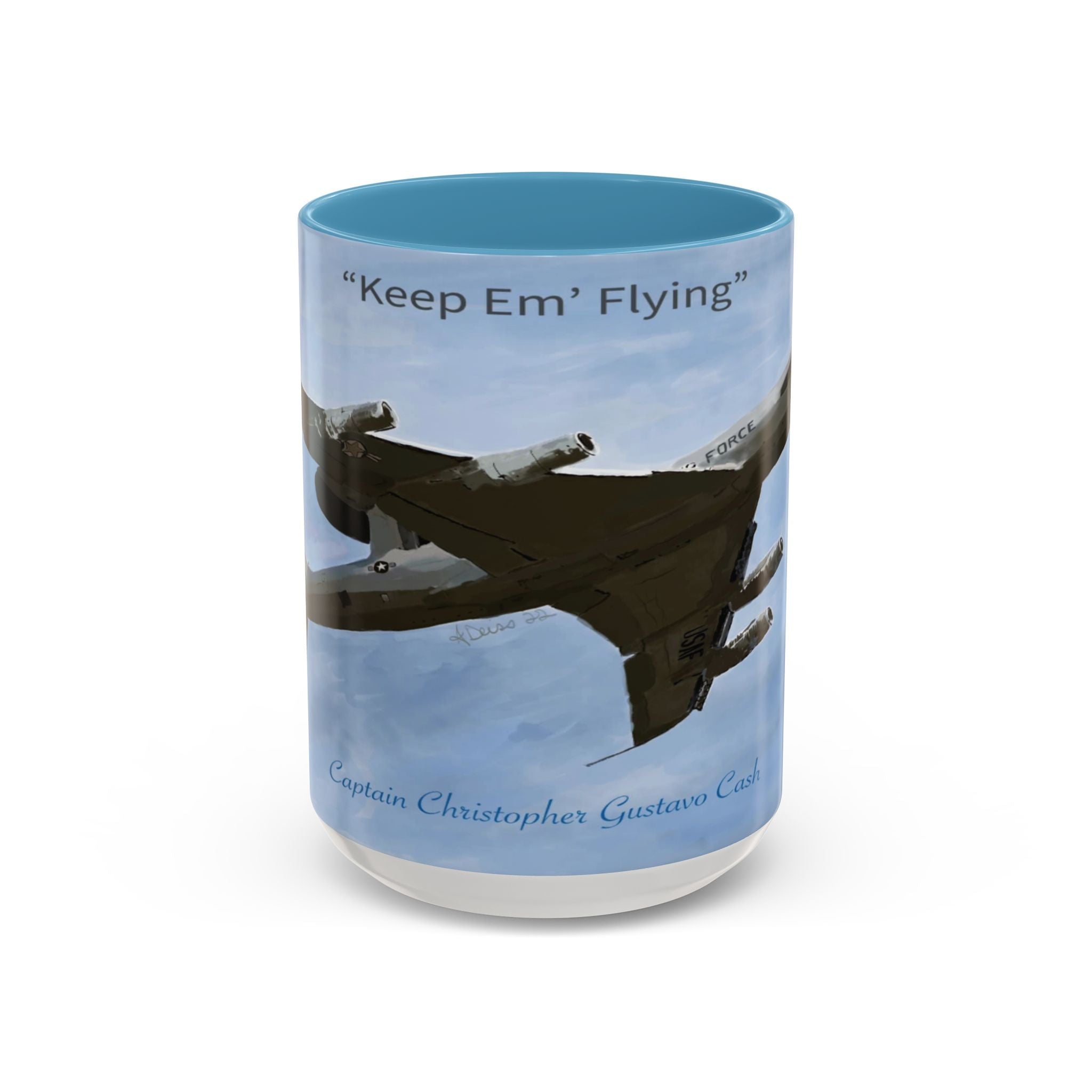 Keep Em Flyin Two Tone Accent mug 15 oz. - Blue Cava