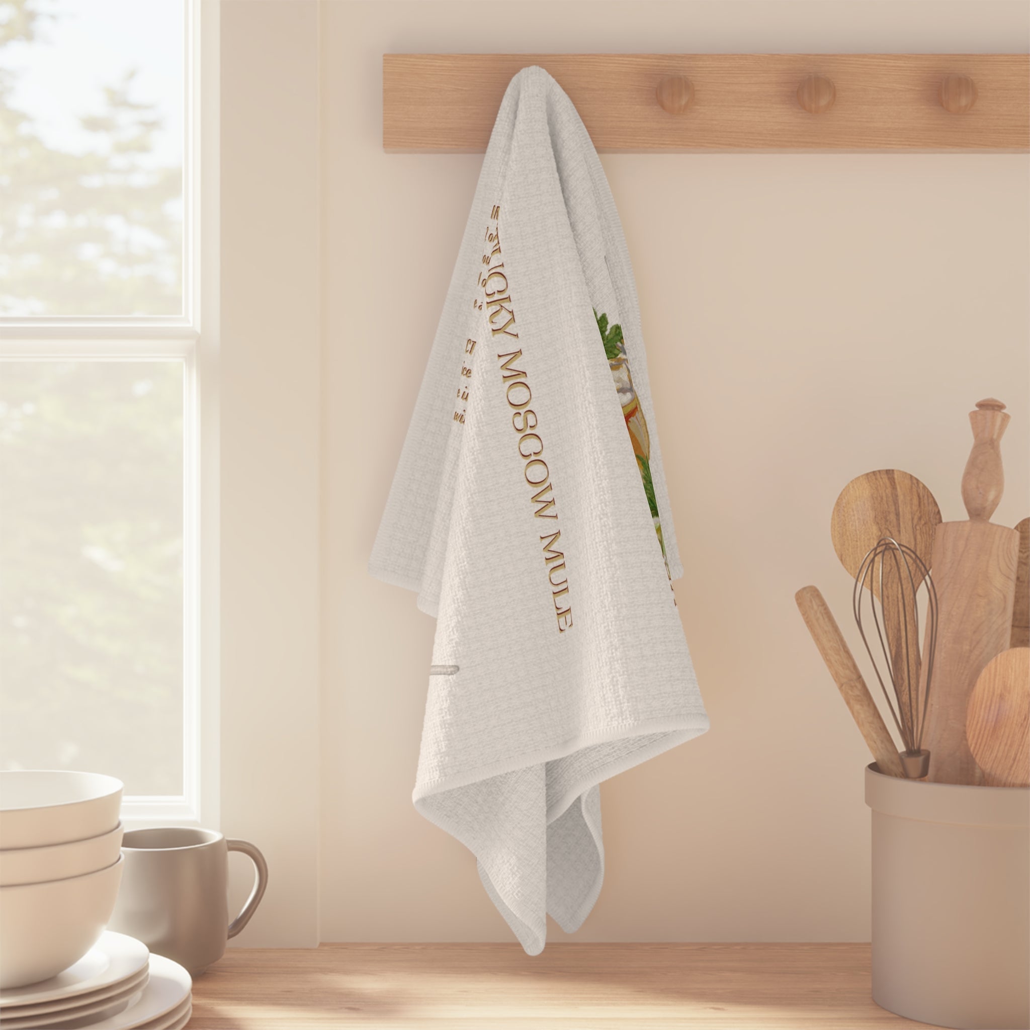 Kentucky Mule Cocktail Microfiber Waffle Towel — Microfiber Kitchen Towel with Recipe - Blue Cava
