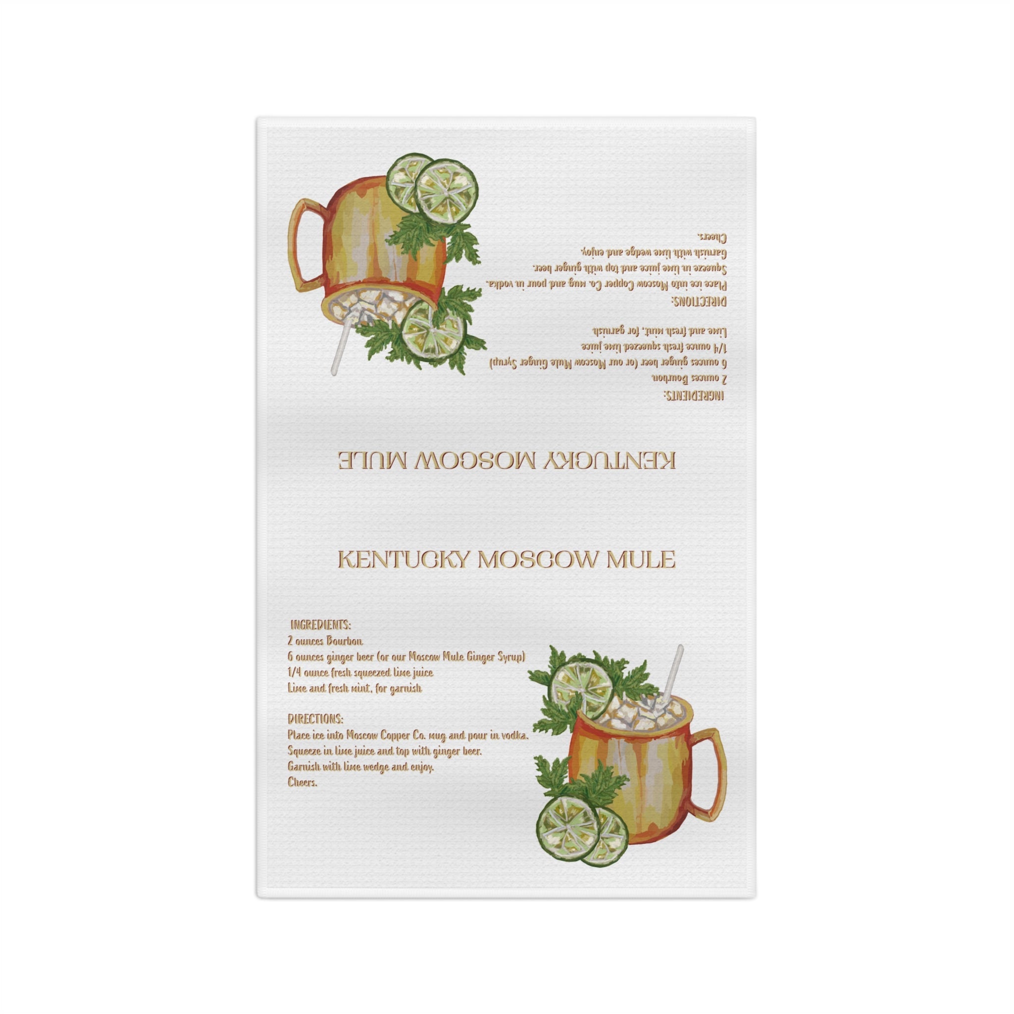 Kentucky Mule Cocktail Microfiber Waffle Towel — Microfiber Kitchen Towel with Recipe - Blue Cava
