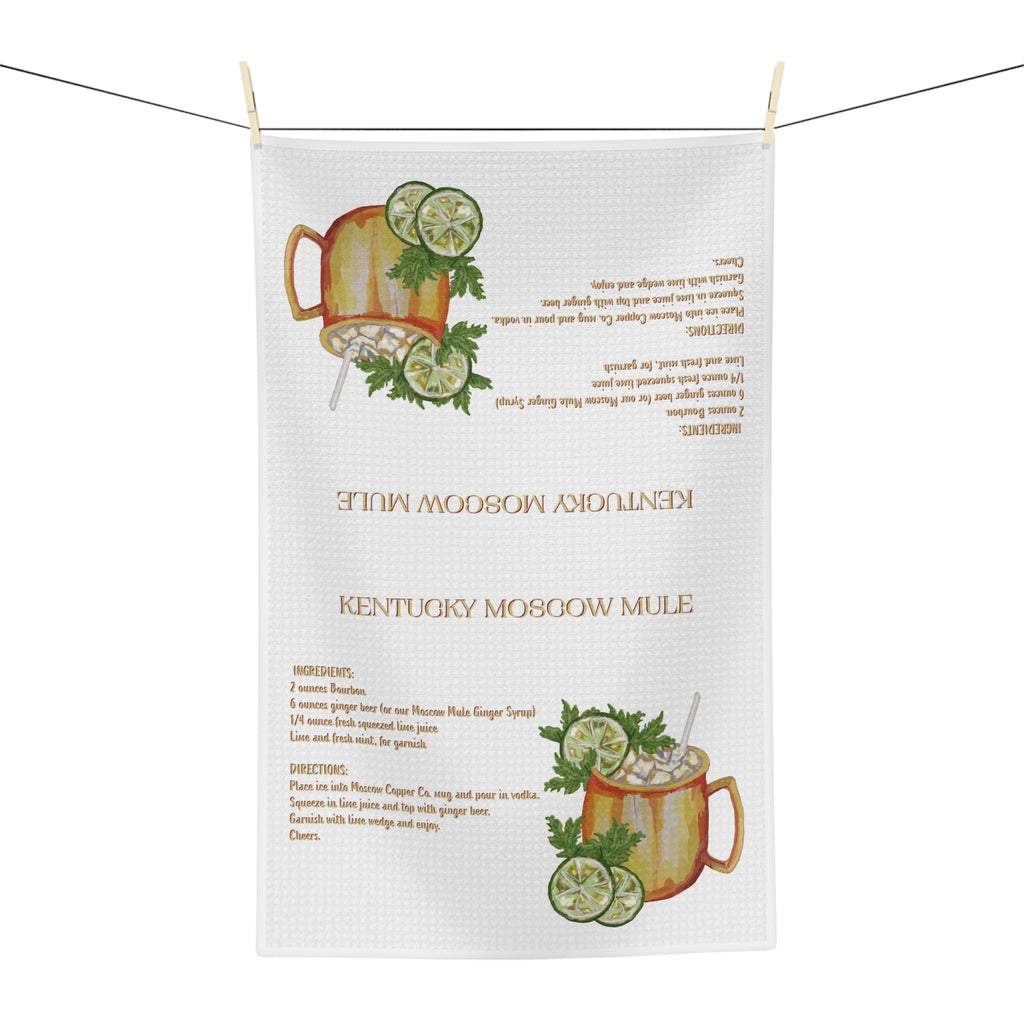 Kentucky Mule Cocktail Microfiber Waffle Towel — Microfiber Kitchen Towel with Recipe - Blue Cava