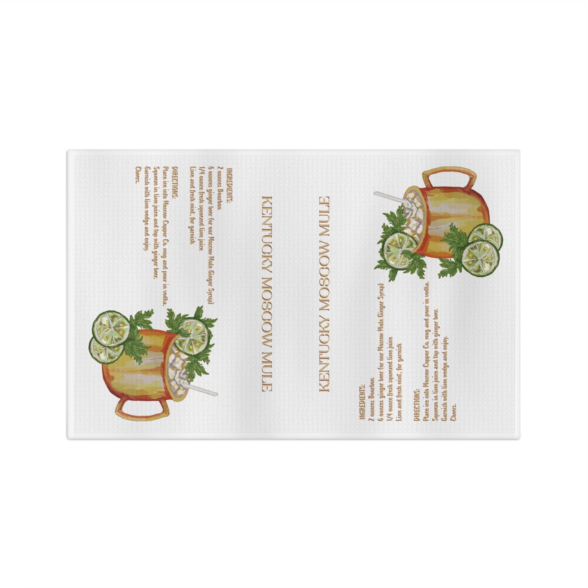 Kentucky Mule Cocktail Microfiber Waffle Towel — Microfiber Kitchen Towel with Recipe - Blue Cava