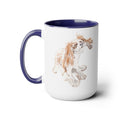 King Charles Puppy Dog "Teddy" Two - Tone Ceramic Coffee Mugs - Blue Cava
