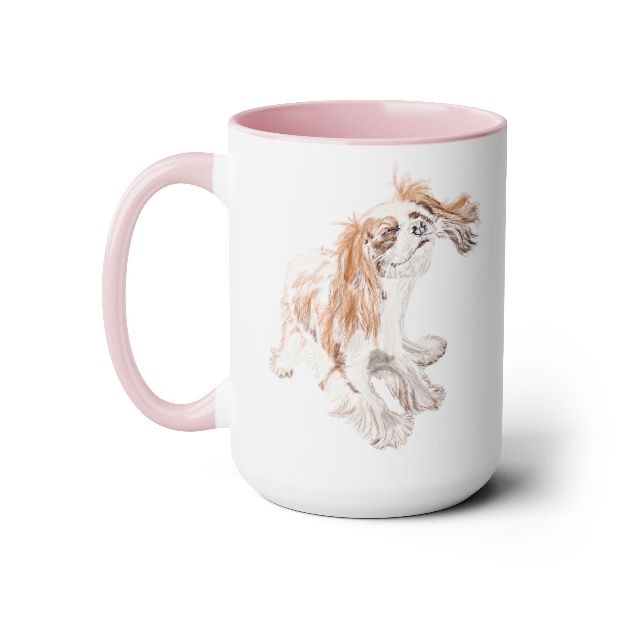 King Charles Puppy Dog "Teddy" Two - Tone Ceramic Coffee Mugs - Blue Cava
