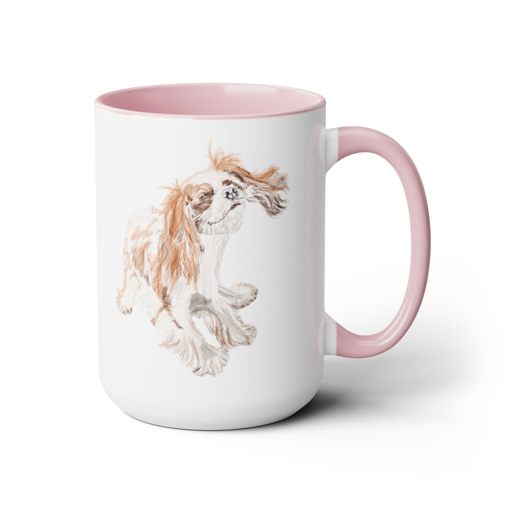 King Charles Puppy Dog "Teddy" Two - Tone Ceramic Coffee Mugs - Blue Cava