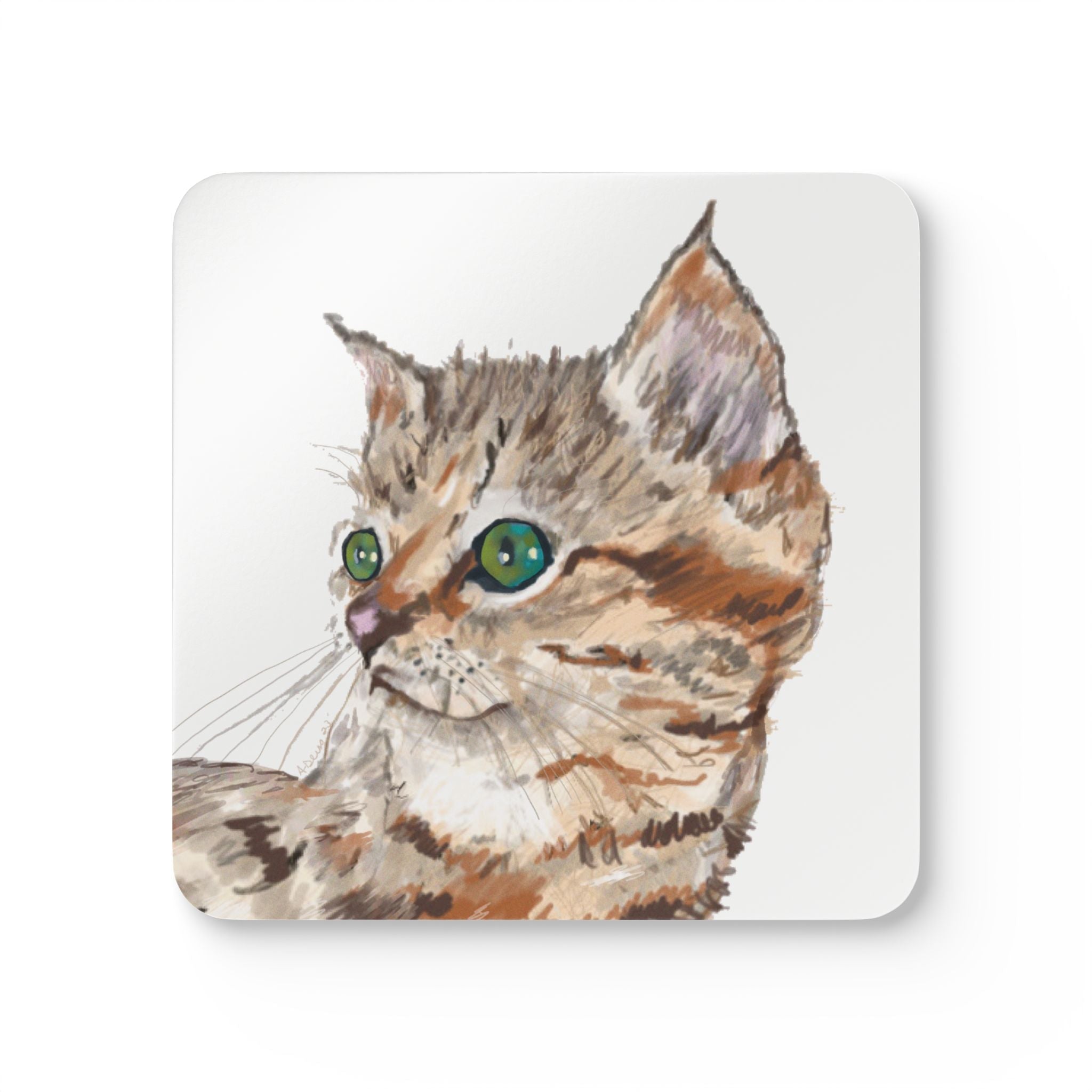 Kitten Corkwood Coaster Set - Blue Cava