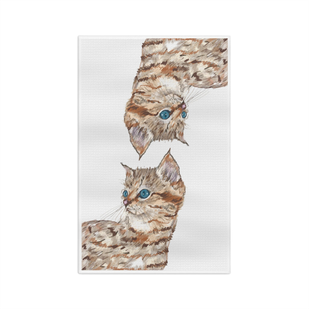 Kitten Microfiber Waffle Kitchen Towel - Blue Cava