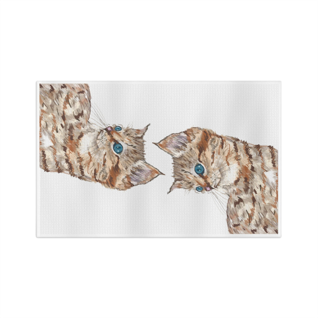 Kitten Microfiber Waffle Kitchen Towel - Blue Cava