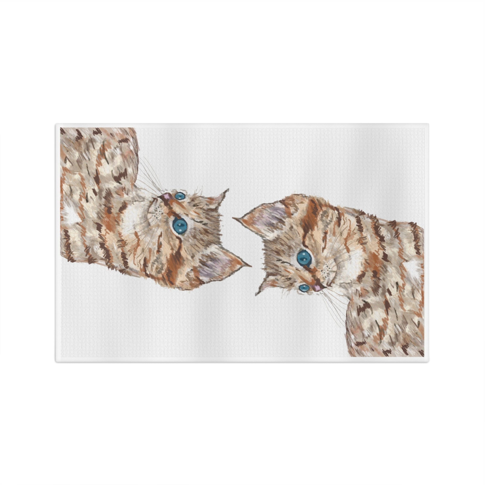 Kitten Microfiber Waffle Kitchen Towel - Blue Cava