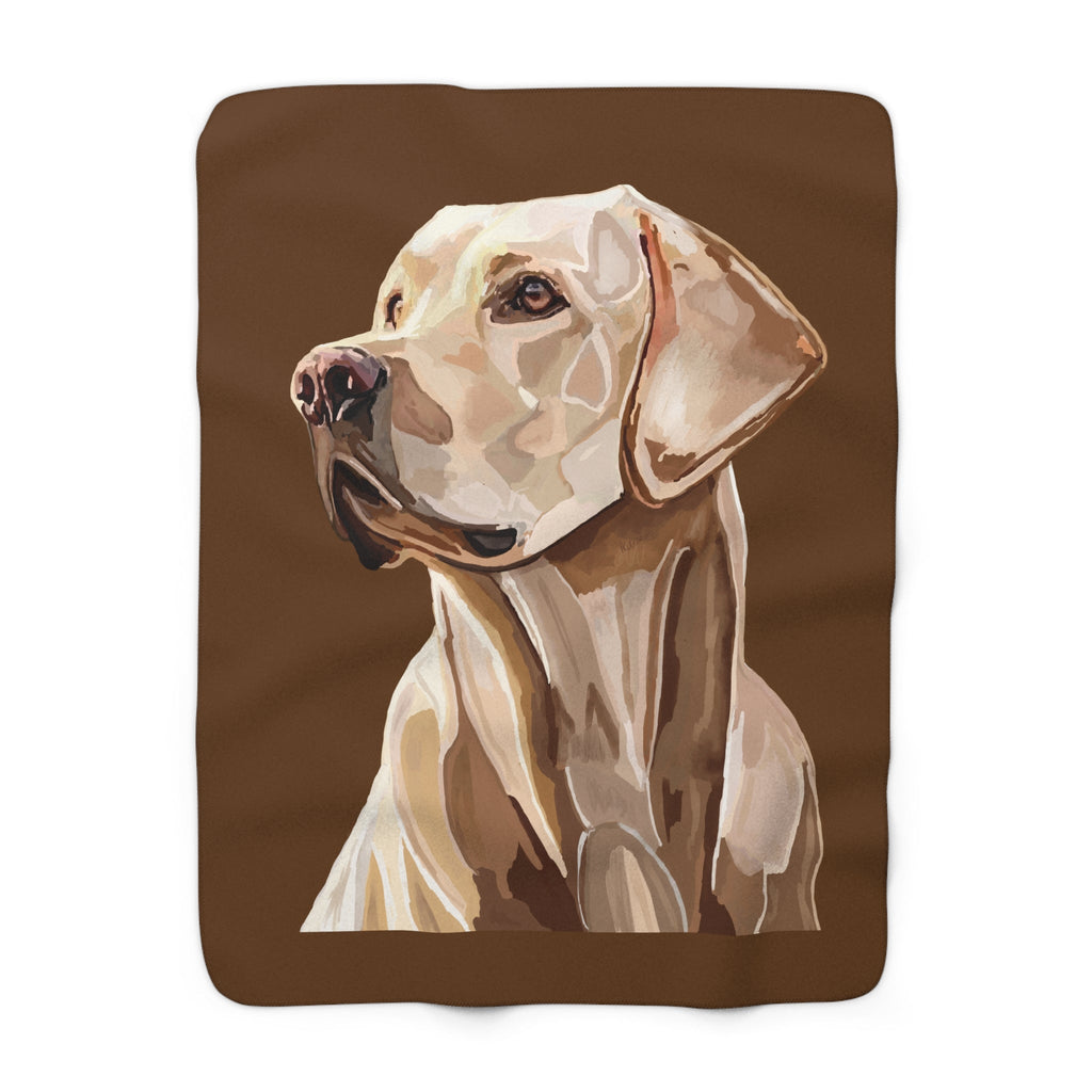 Labrador Retriever Dog Portrait Sherpa Blankets - Blue Cava