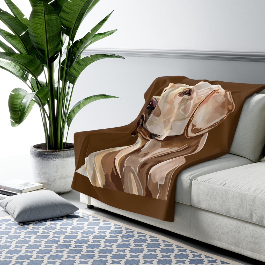 Labrador Retriever Dog Portrait Sherpa Blankets - Blue Cava