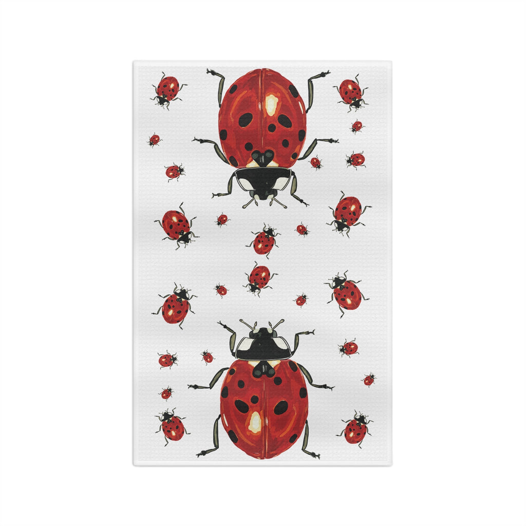 Ladybug Microfiber Waffle Kitchen Dish Towel - Blue Cava