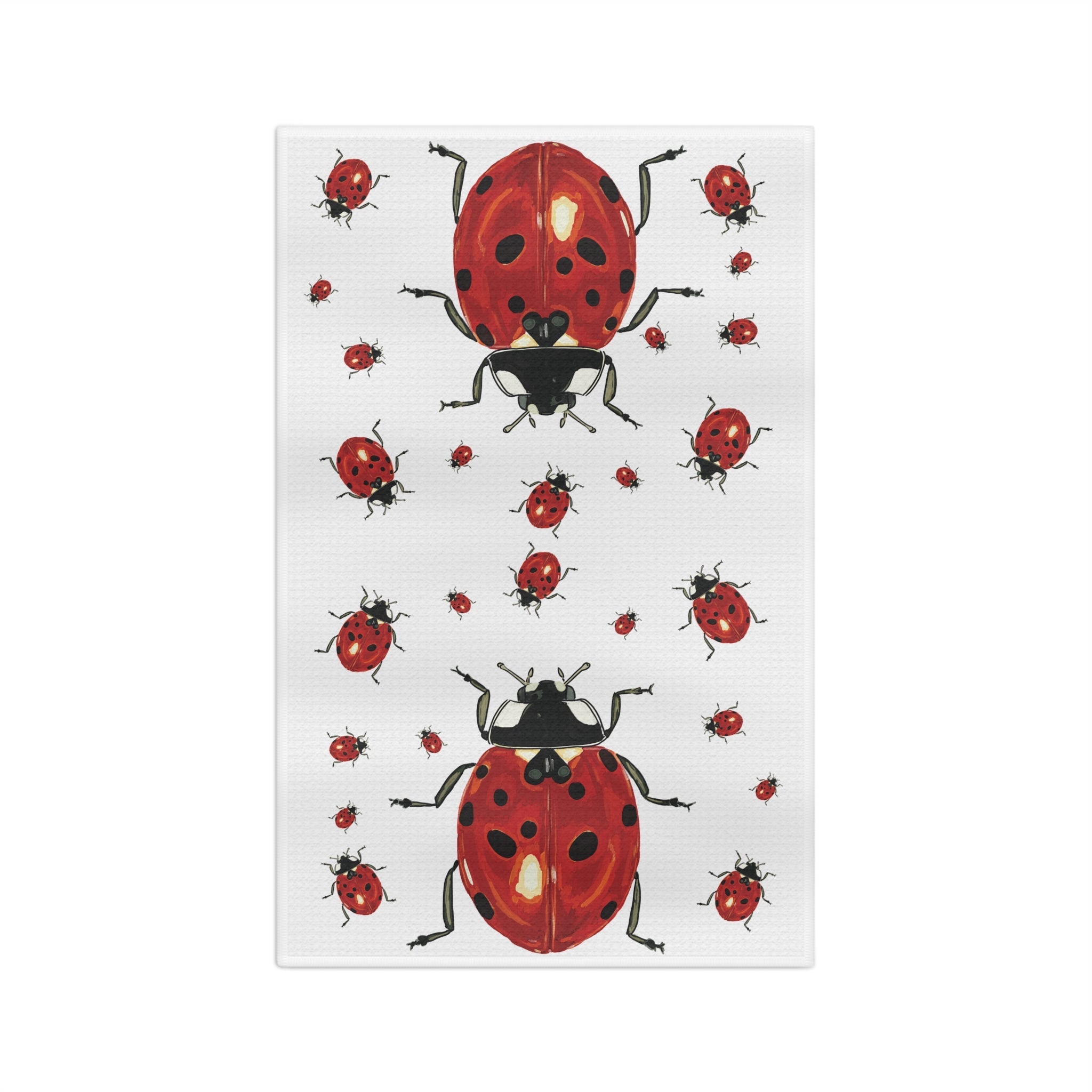 Ladybug Microfiber Waffle Kitchen Dish Towel - Blue Cava