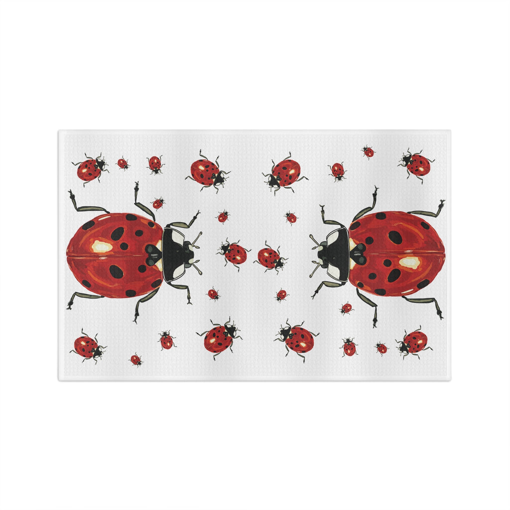 Ladybug Microfiber Waffle Kitchen Dish Towel - Blue Cava