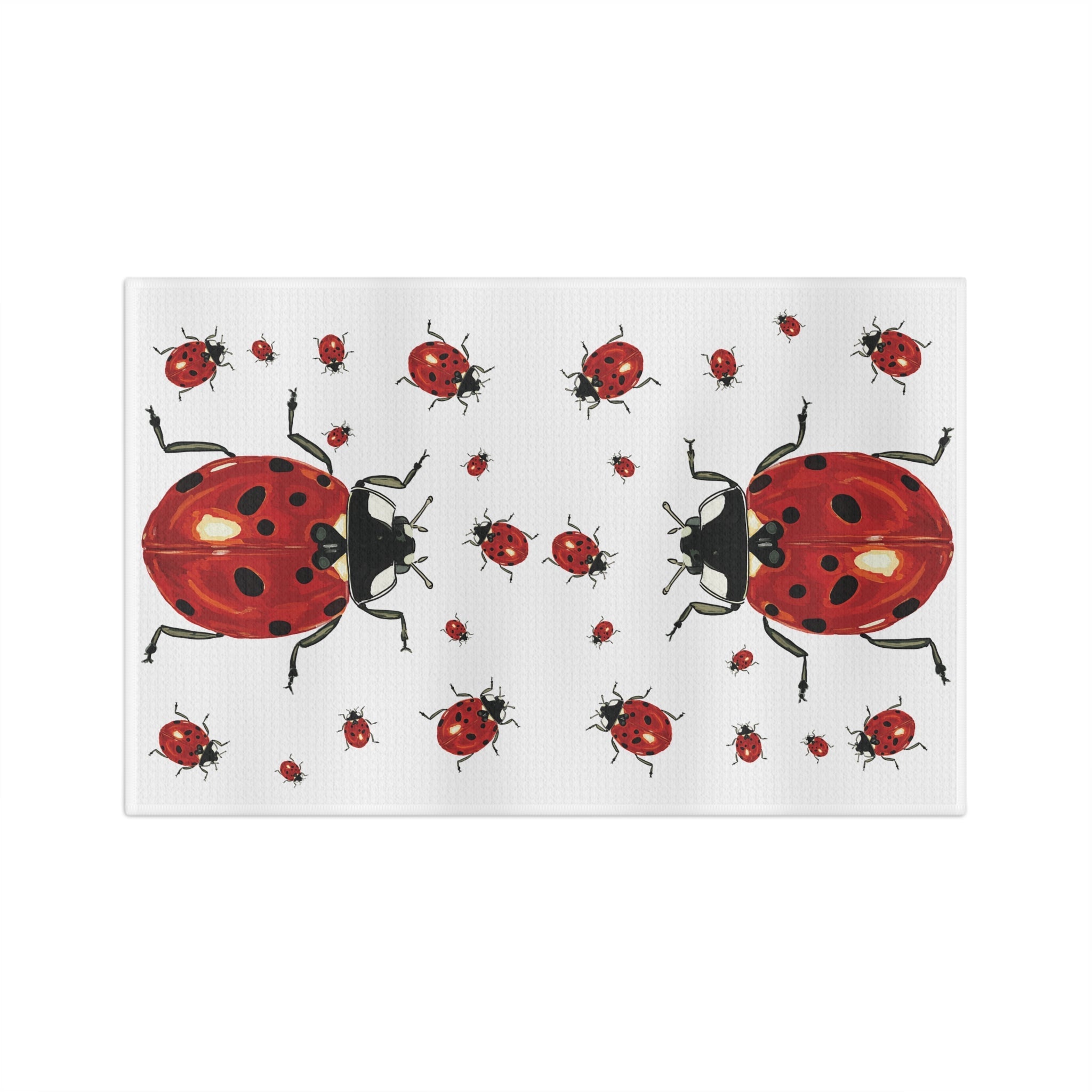 Ladybug Microfiber Waffle Kitchen Dish Towel - Blue Cava