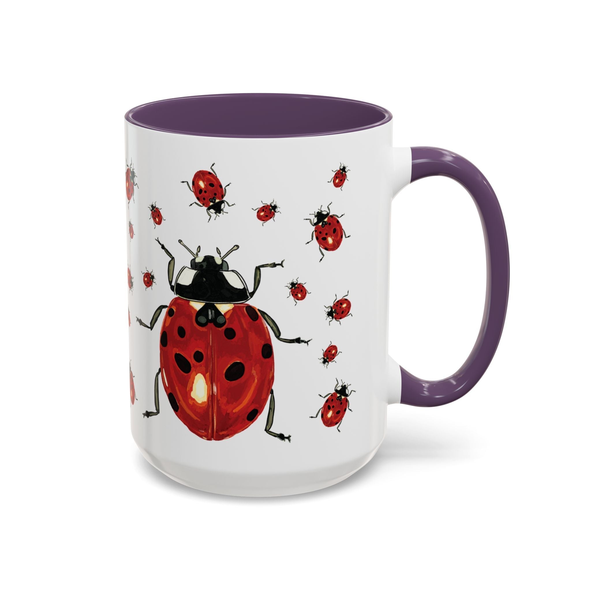 Ladybug Two Tone Ceramic Coffee Mugs - Blue Cava