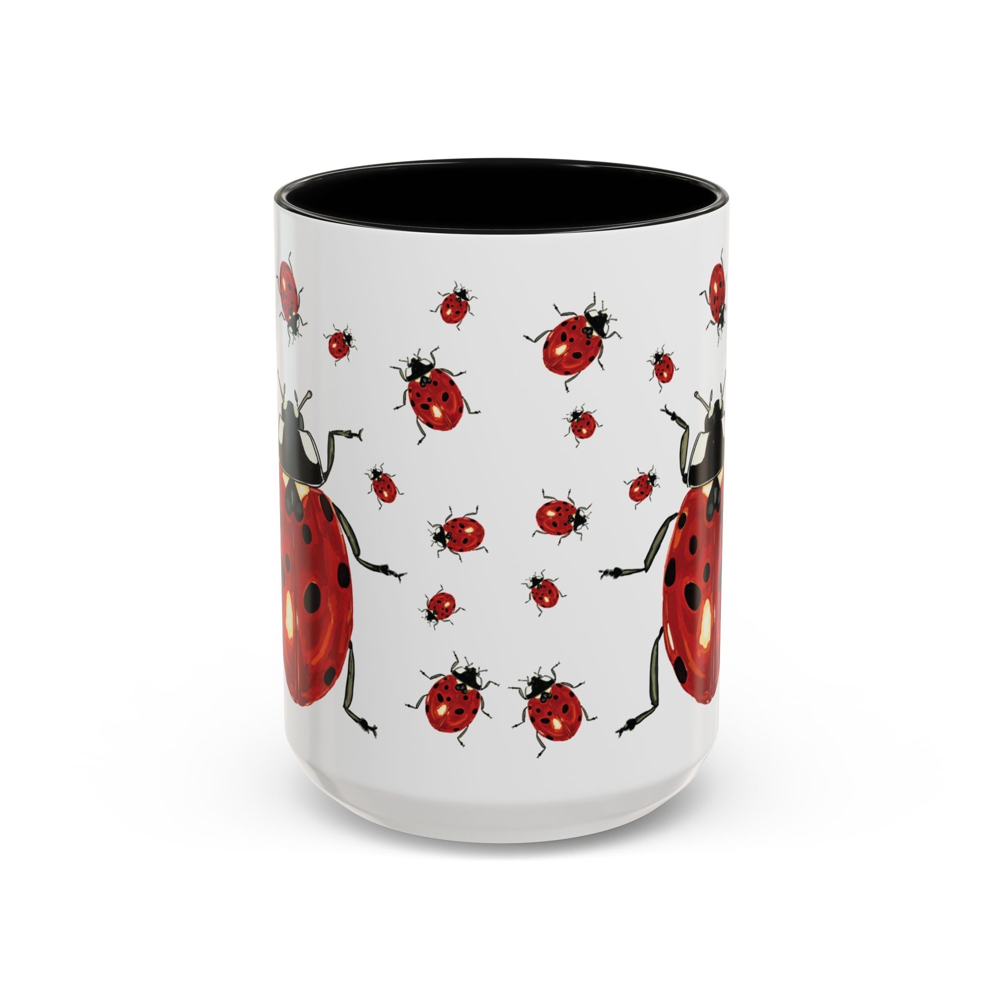 Ladybug Two Tone Ceramic Coffee Mugs - Blue Cava