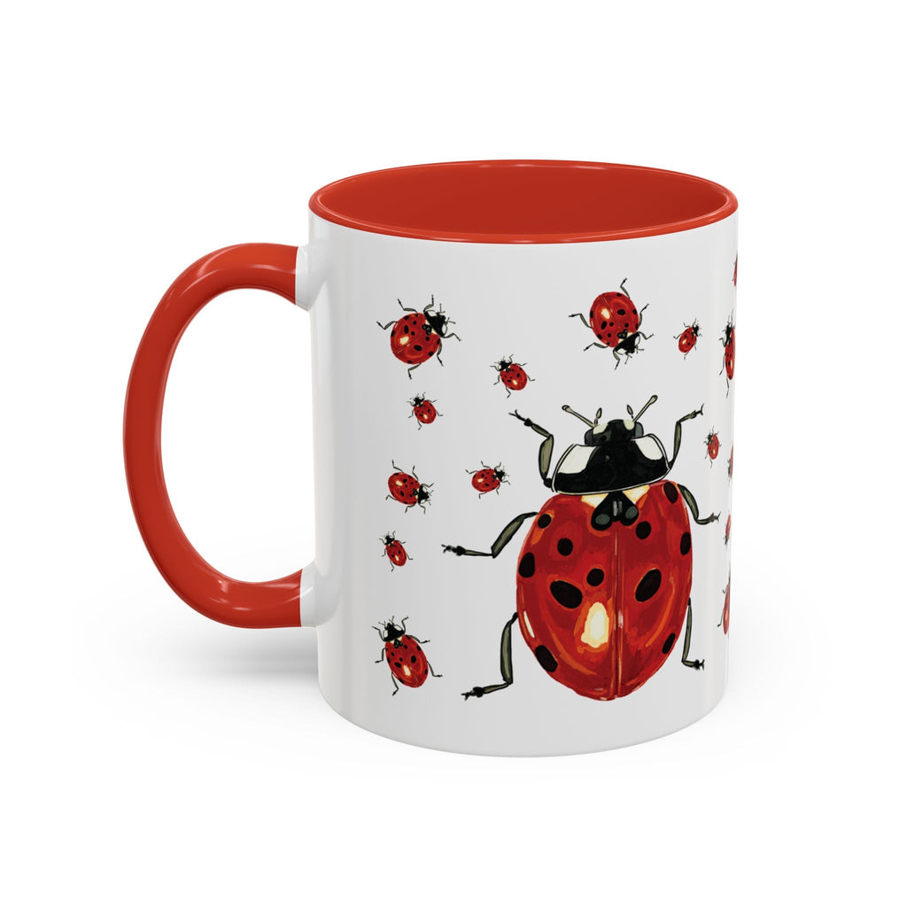 Ladybug Two Tone Ceramic Coffee Mugs - Blue Cava
