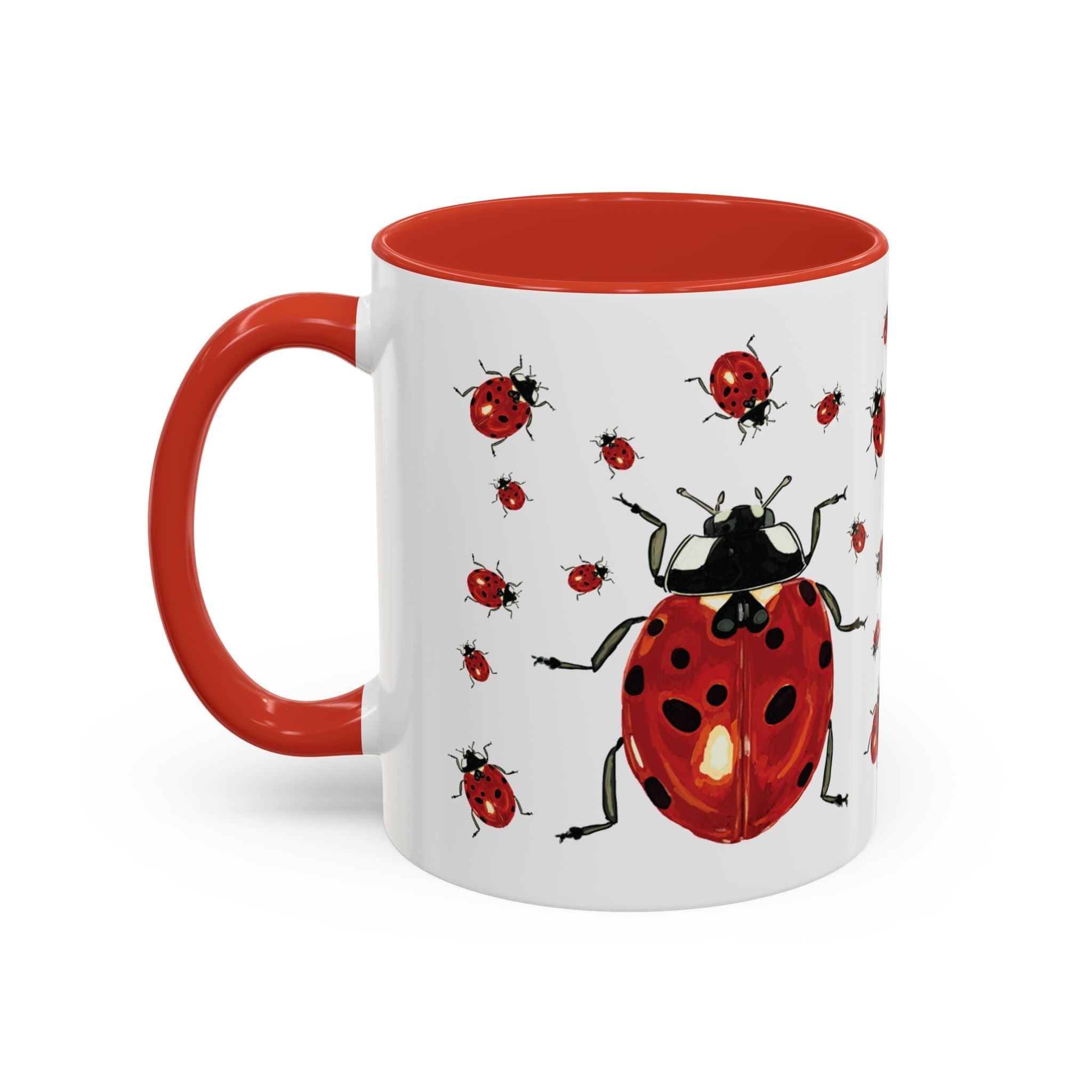 Ladybug Two Tone Ceramic Coffee Mugs - Blue Cava