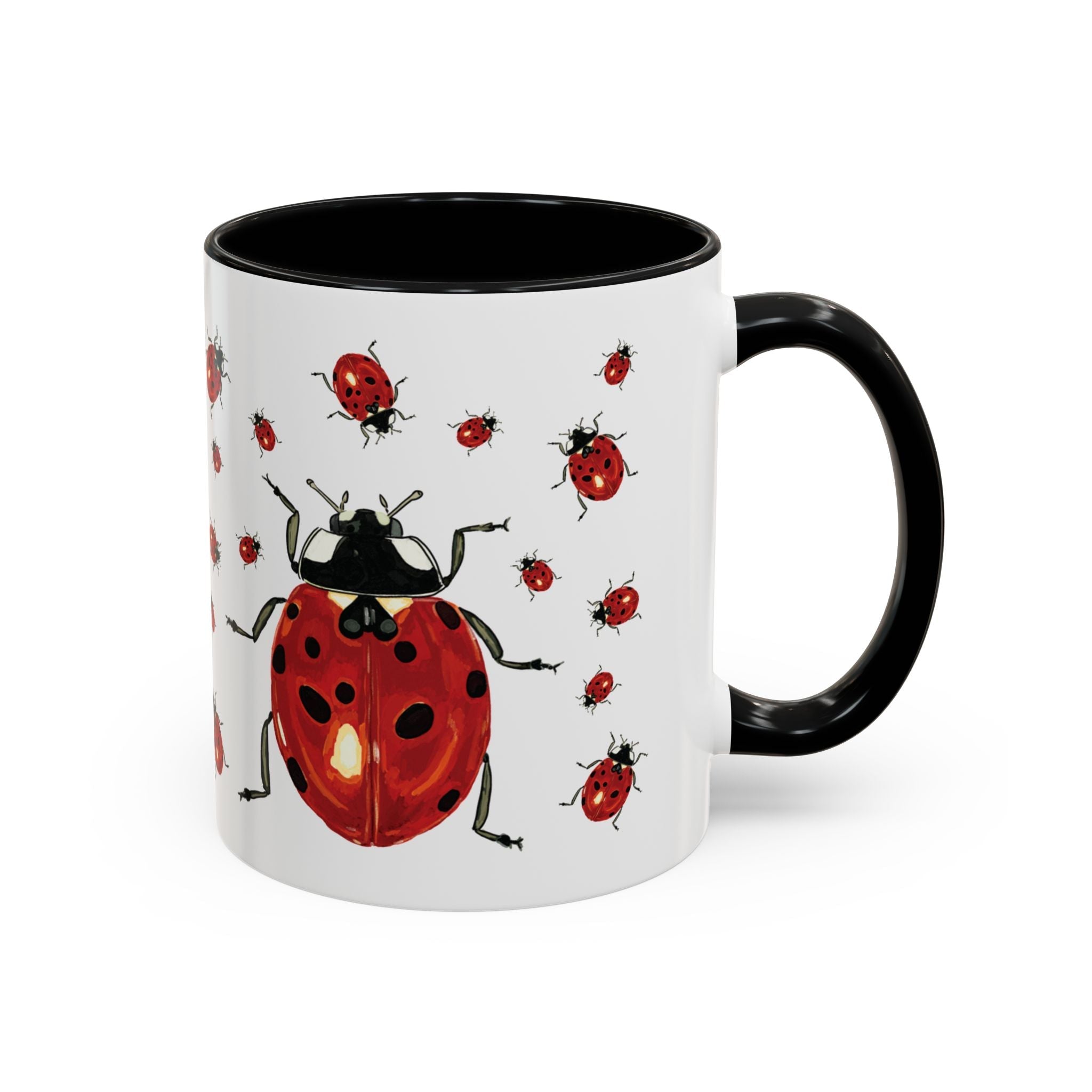 Ladybug Two Tone Ceramic Coffee Mugs - Blue Cava