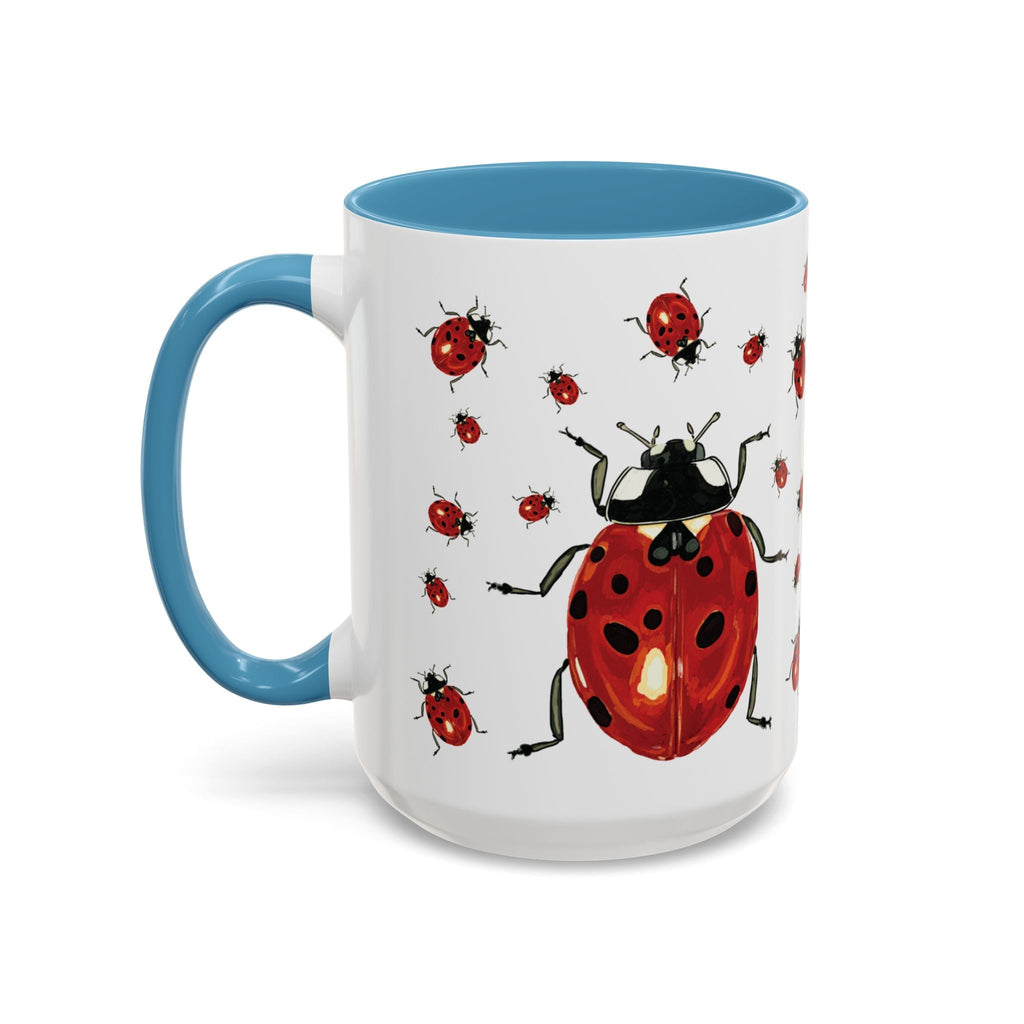 Ladybug Two Tone Ceramic Coffee Mugs - Blue Cava