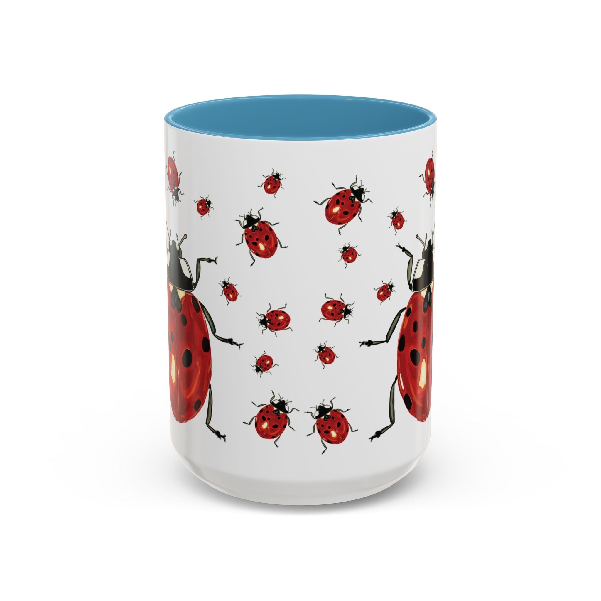 Ladybug Two Tone Ceramic Coffee Mugs - Blue Cava