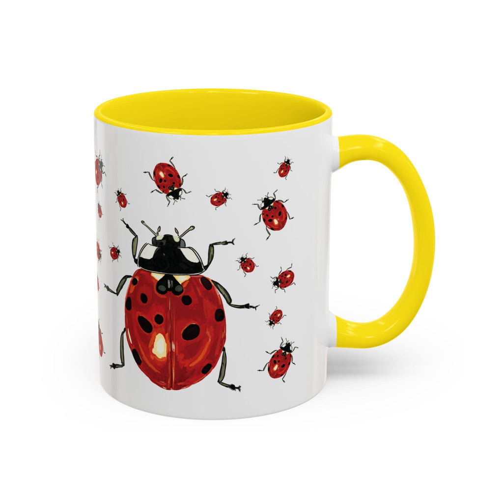 Ladybug Two Tone Ceramic Coffee Mugs - Blue Cava
