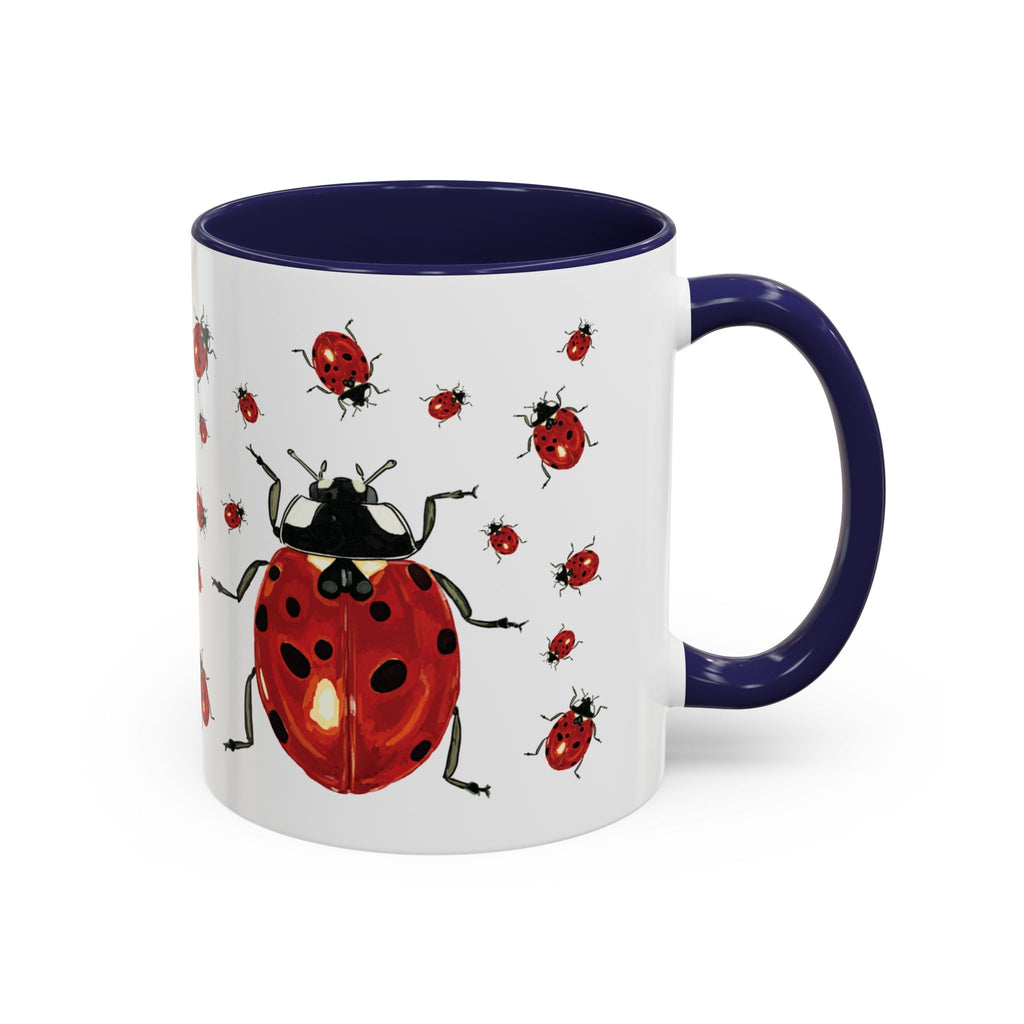 Ladybug Two Tone Ceramic Coffee Mugs - Blue Cava