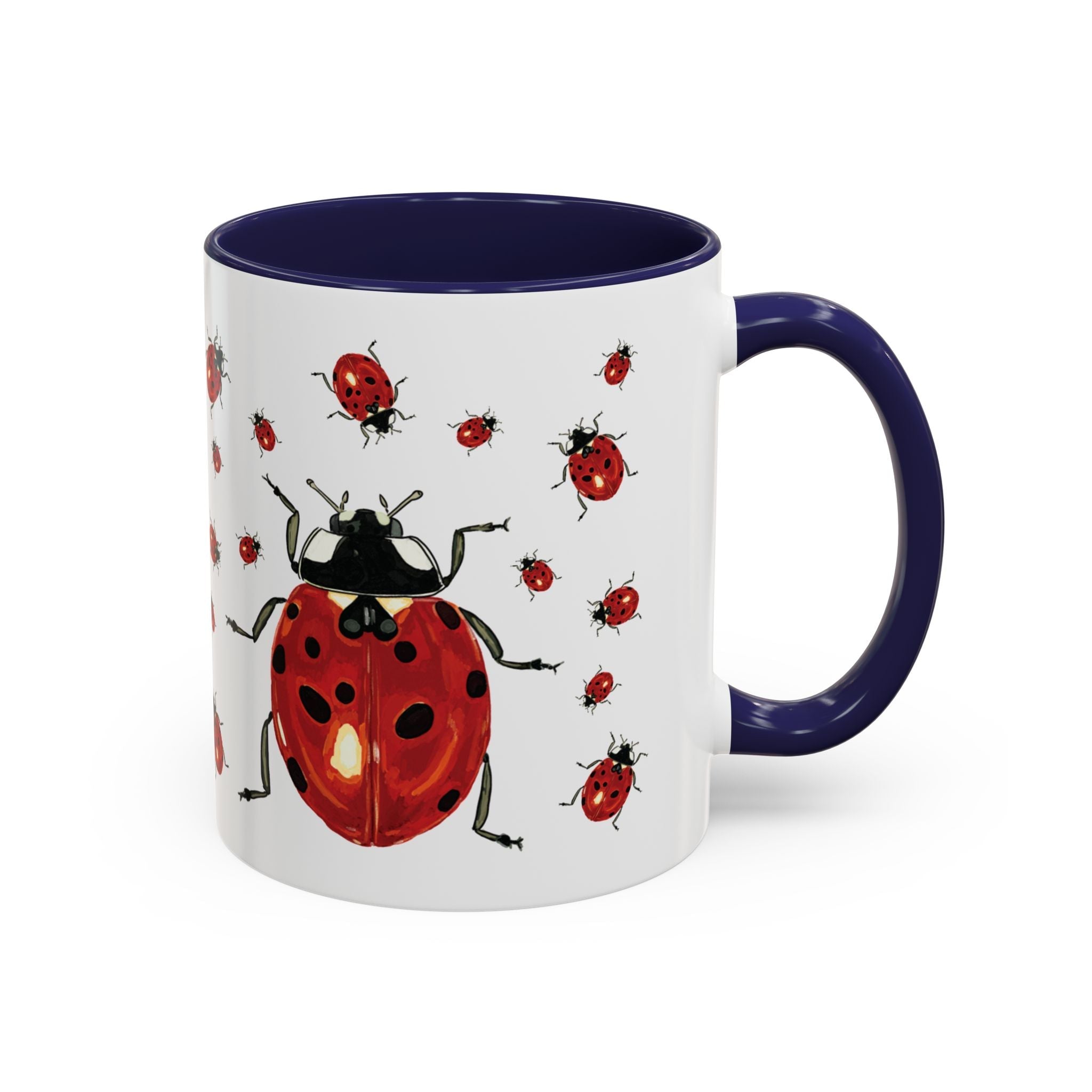 Ladybug Two Tone Ceramic Coffee Mugs - Blue Cava