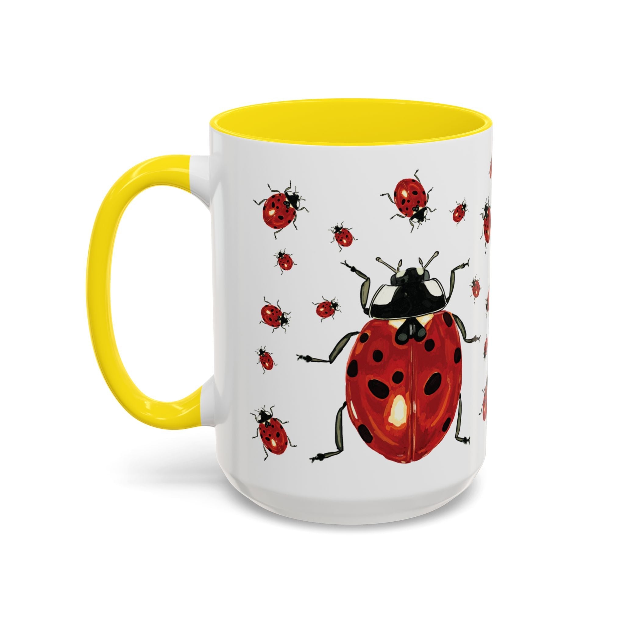 Ladybug Two Tone Ceramic Coffee Mugs - Blue Cava