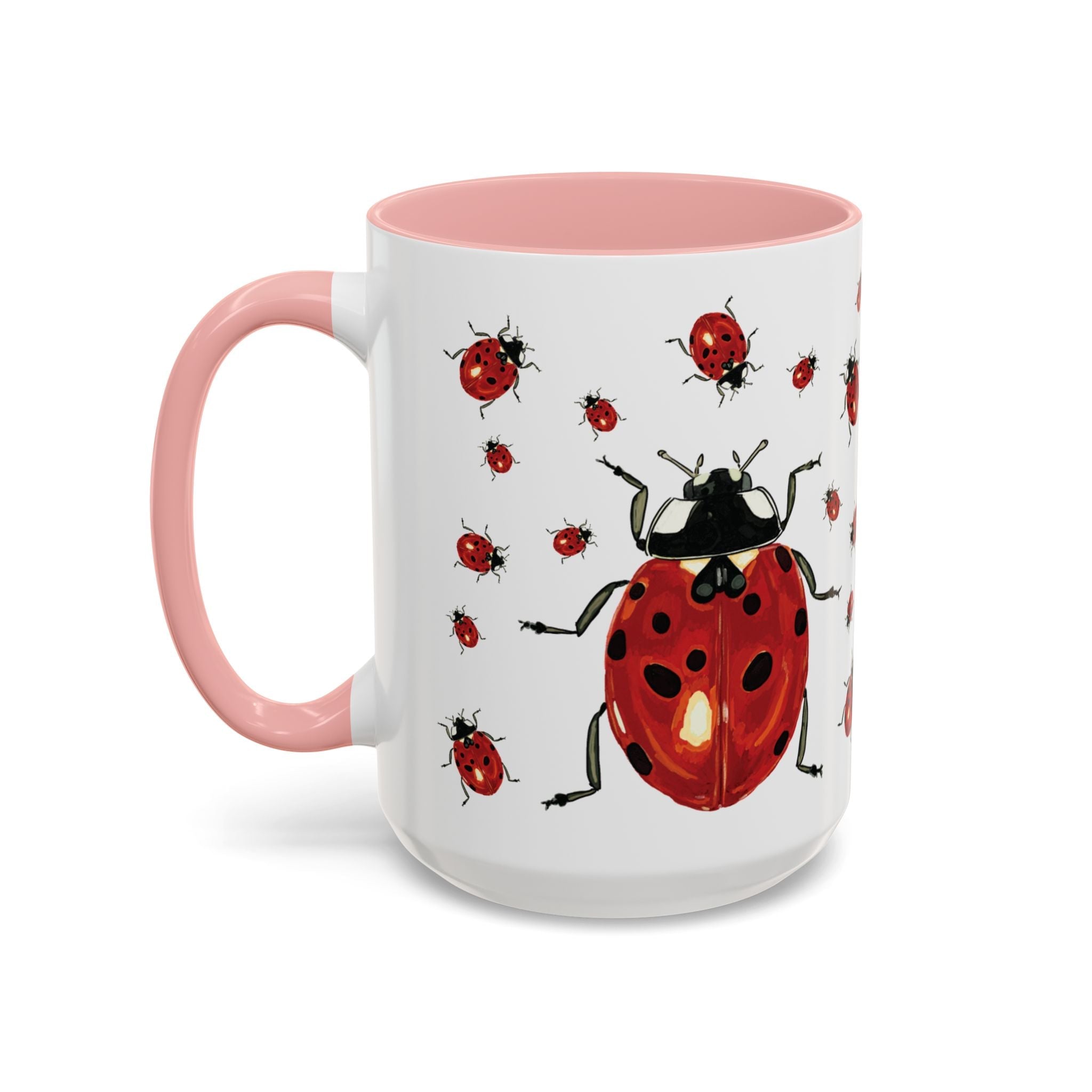 Ladybug Two Tone Ceramic Coffee Mugs - Blue Cava