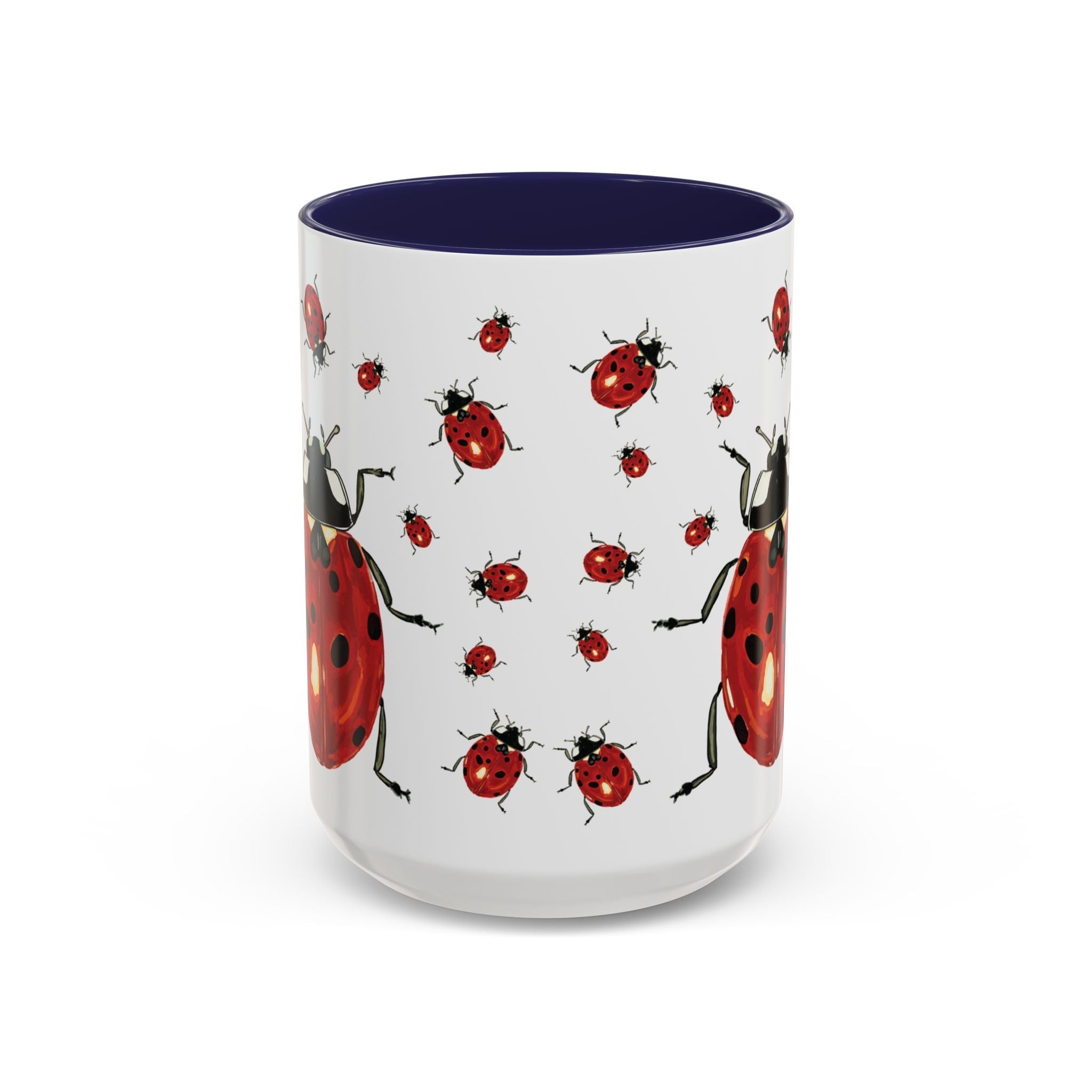 Ladybug Two Tone Ceramic Coffee Mugs - Blue Cava