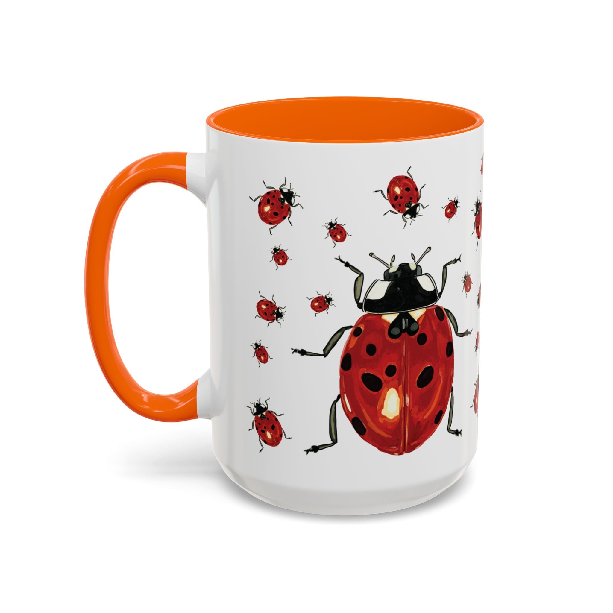 Ladybug Two Tone Ceramic Coffee Mugs - Blue Cava