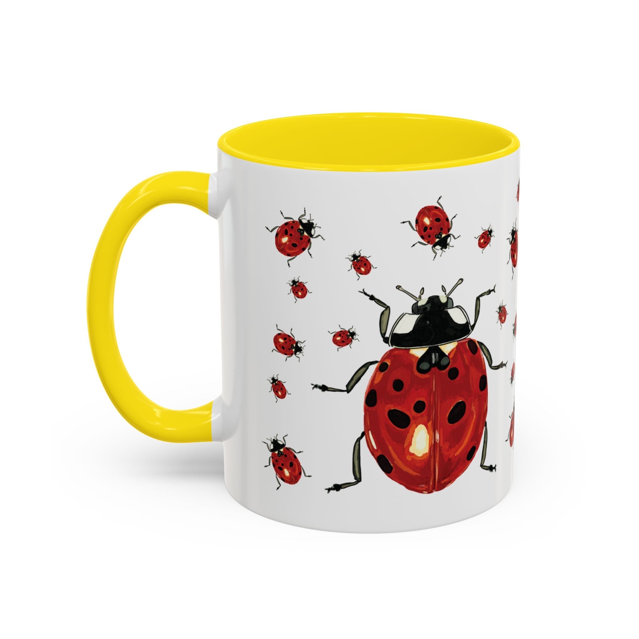 Ladybug Two Tone Ceramic Coffee Mugs - Blue Cava