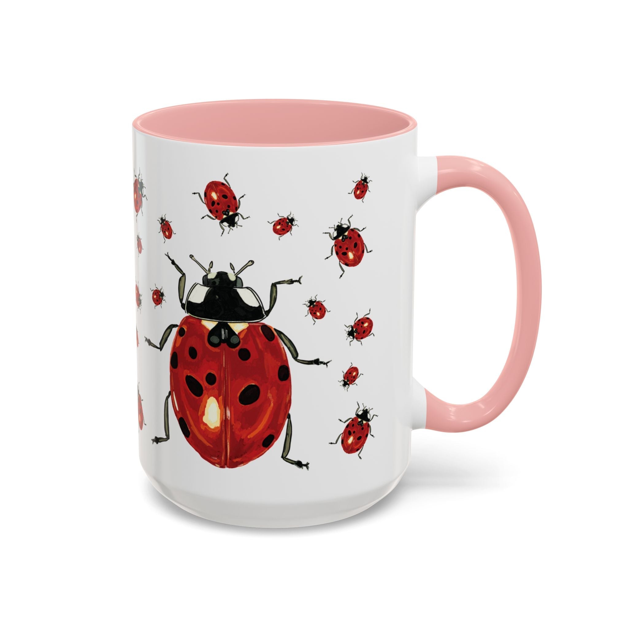 Ladybug Two Tone Ceramic Coffee Mugs - Blue Cava