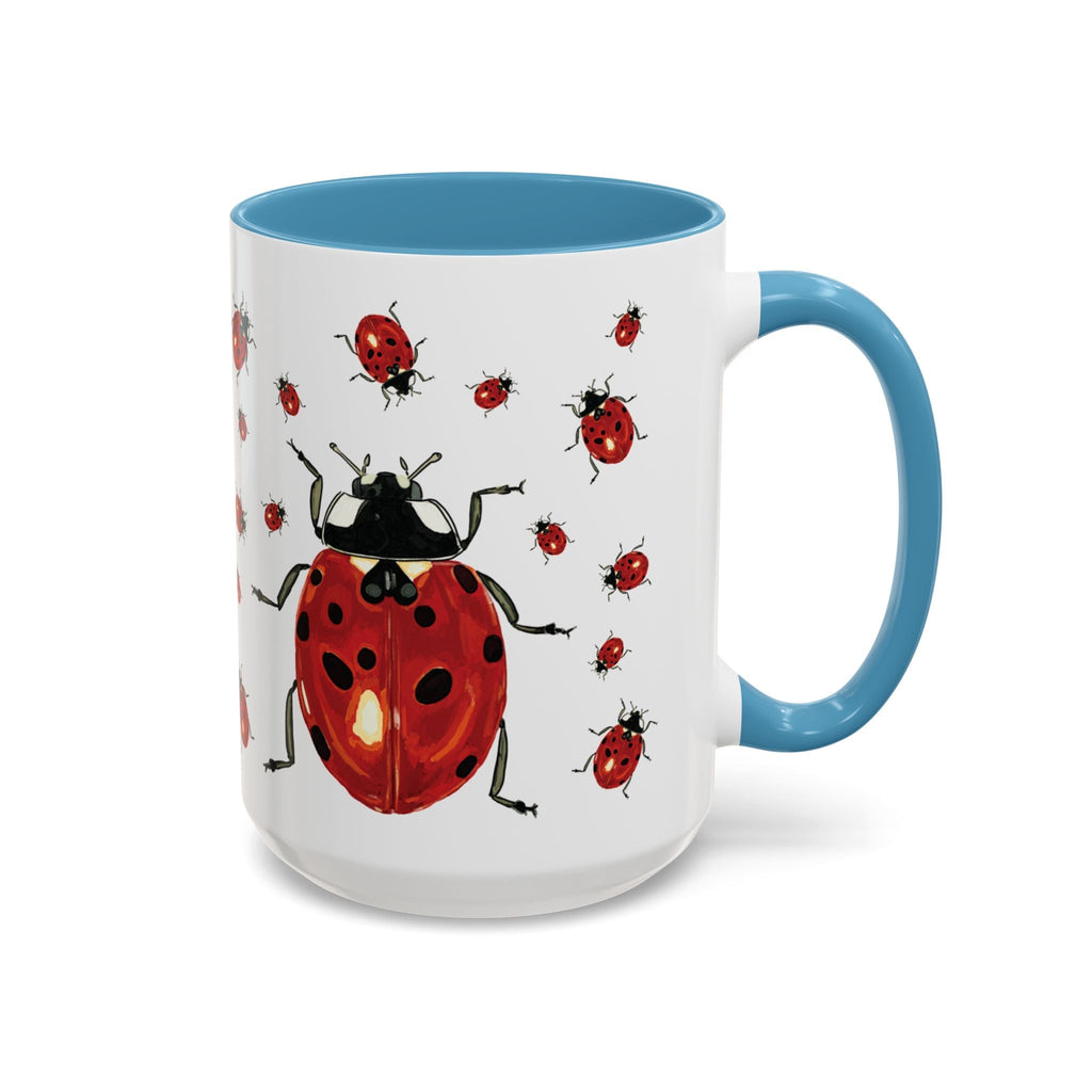 Ladybug Two Tone Ceramic Coffee Mugs - Blue Cava