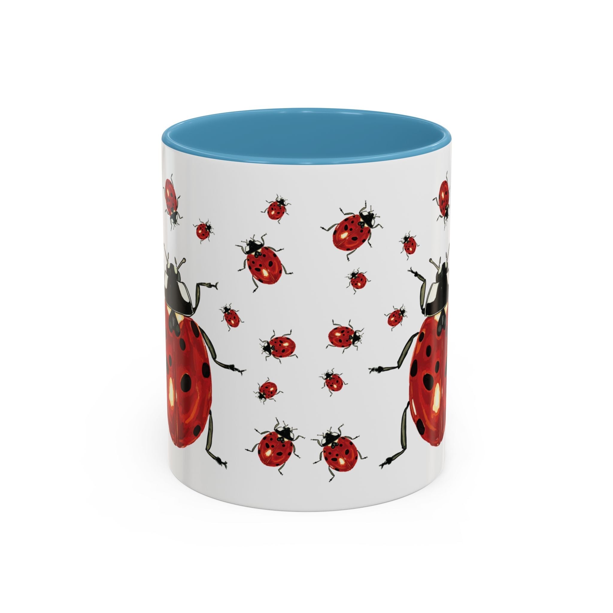 Ladybug Two Tone Ceramic Coffee Mugs - Blue Cava
